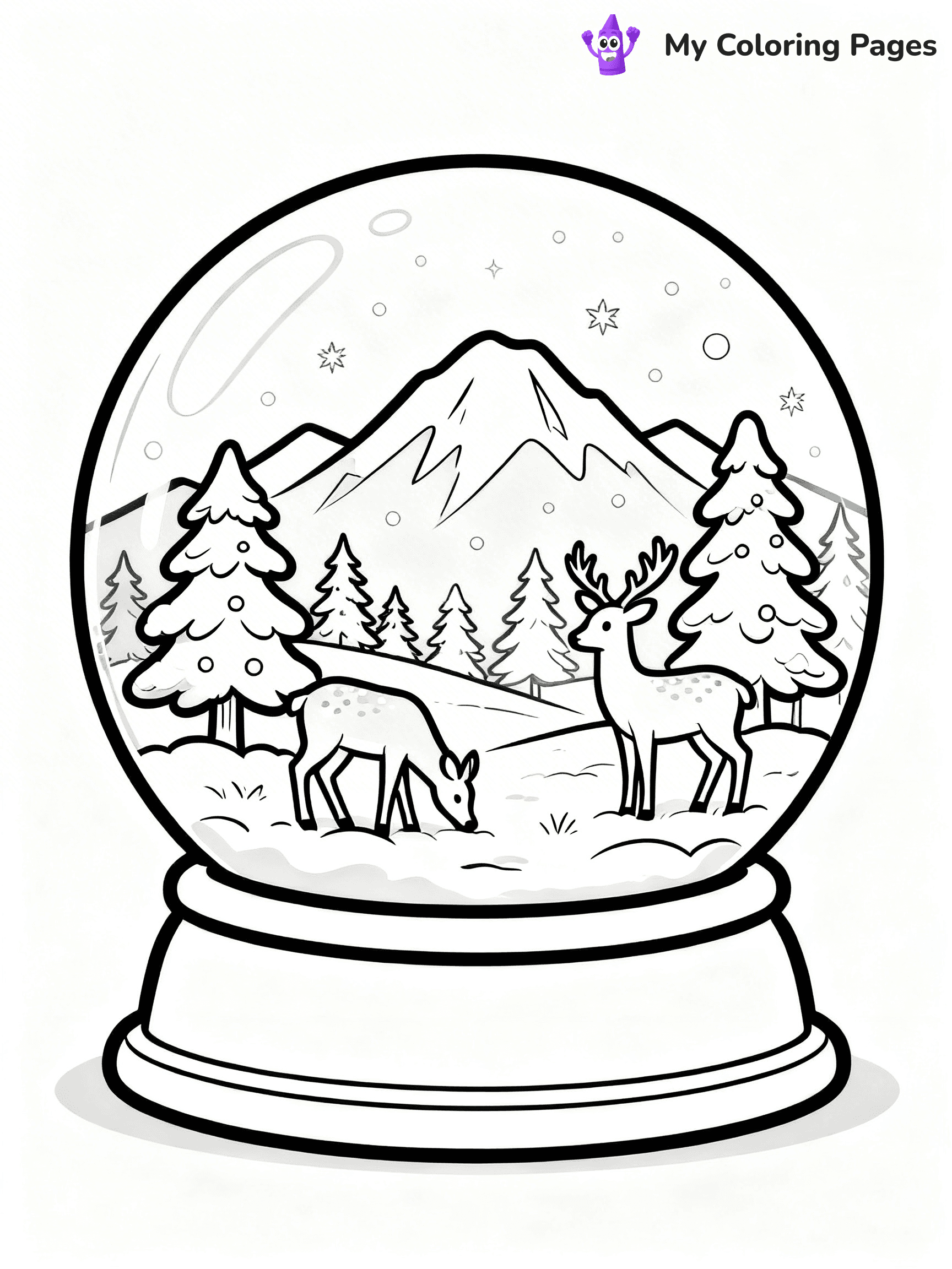 Christmas Snow Globe Coloring Pages - 1