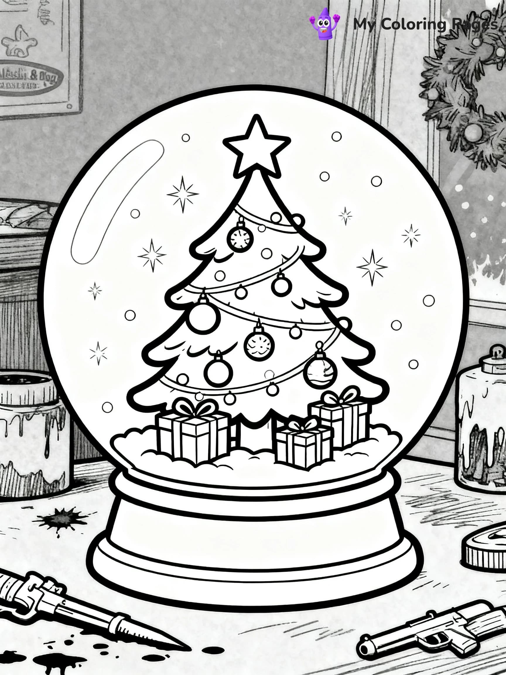 Christmas Snow Globe Coloring Pages - 17