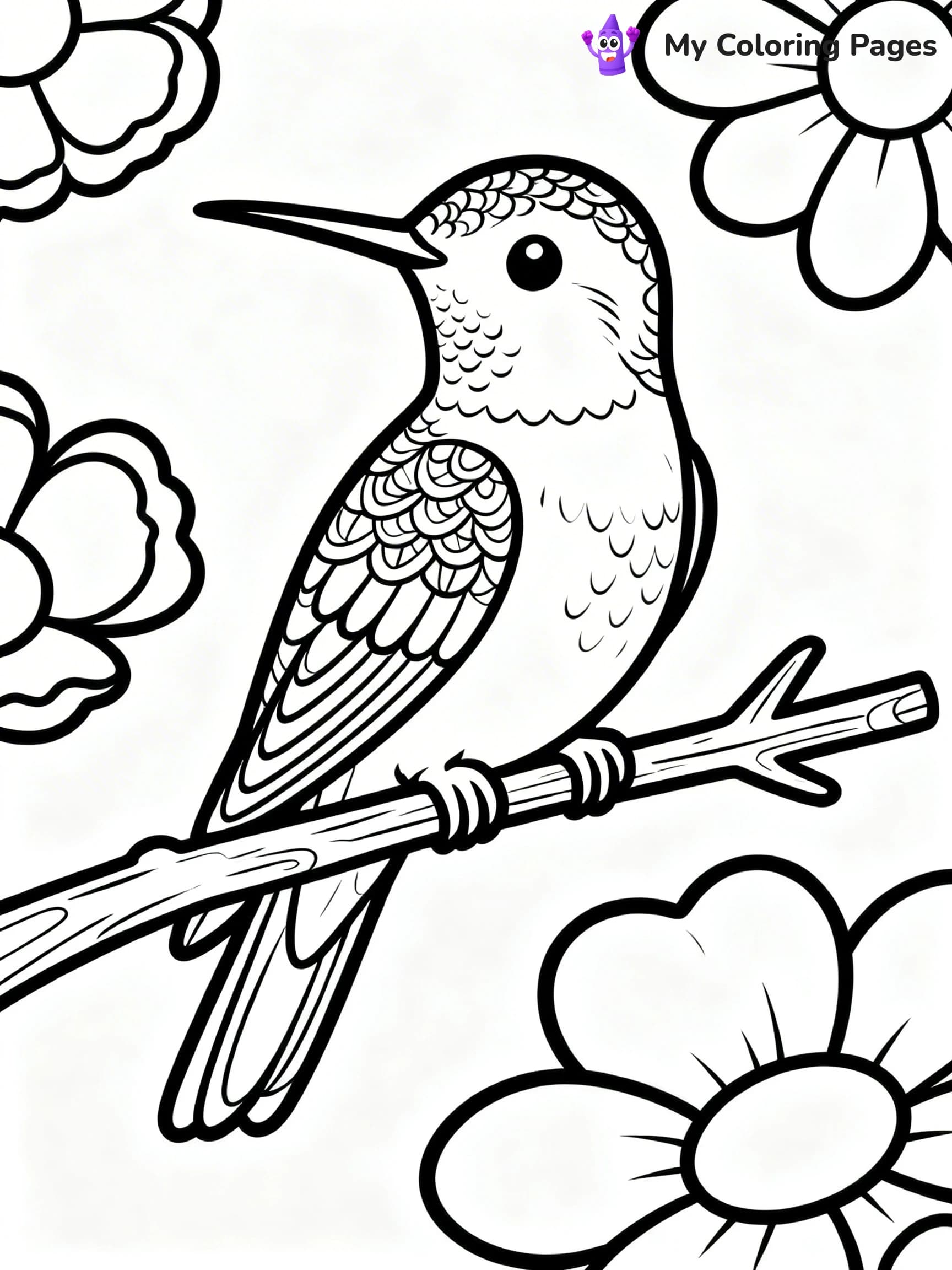 Cute Hummingbird Coloring Pages - 1