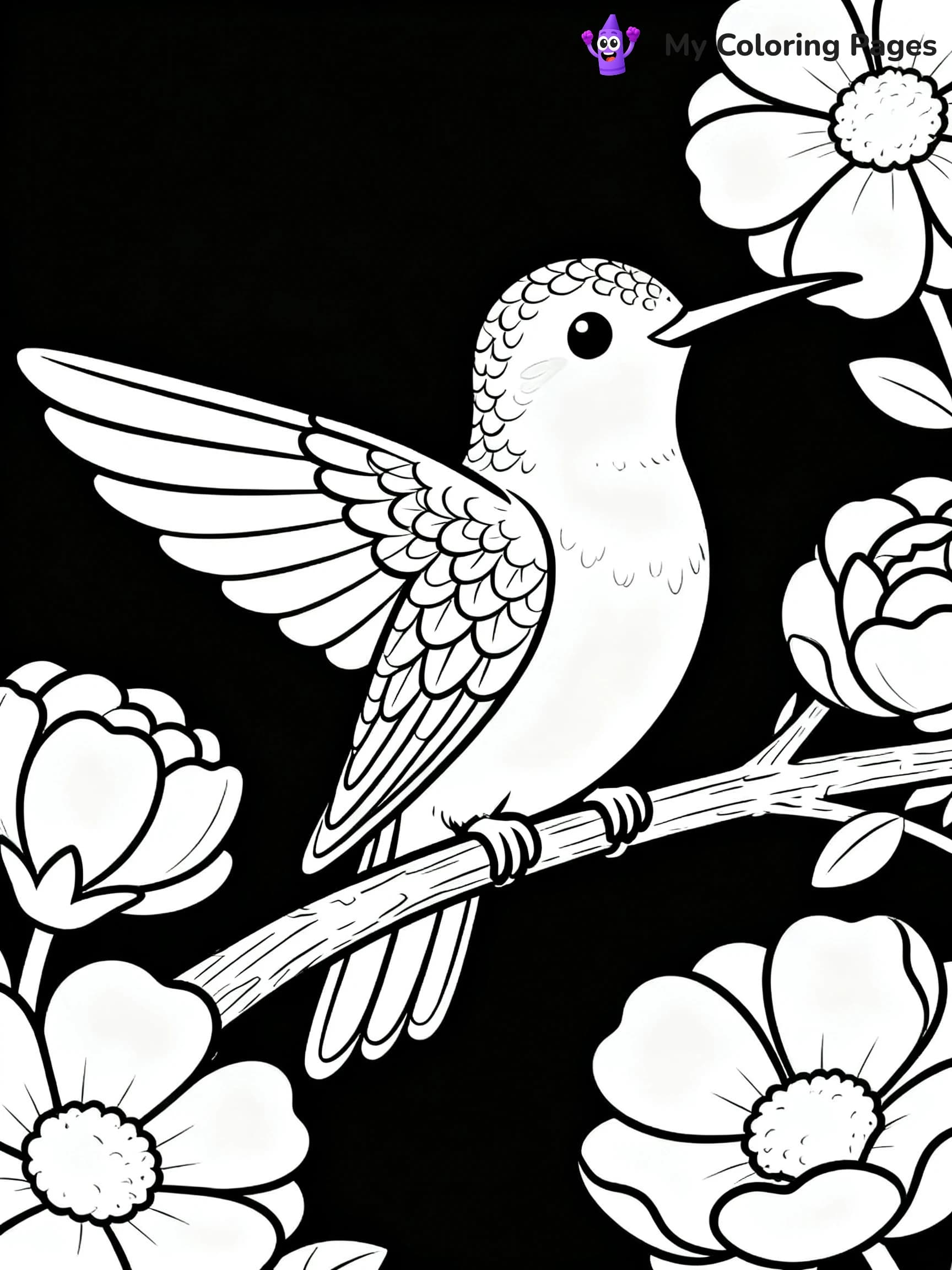 Cute Hummingbird Coloring Pages - 7