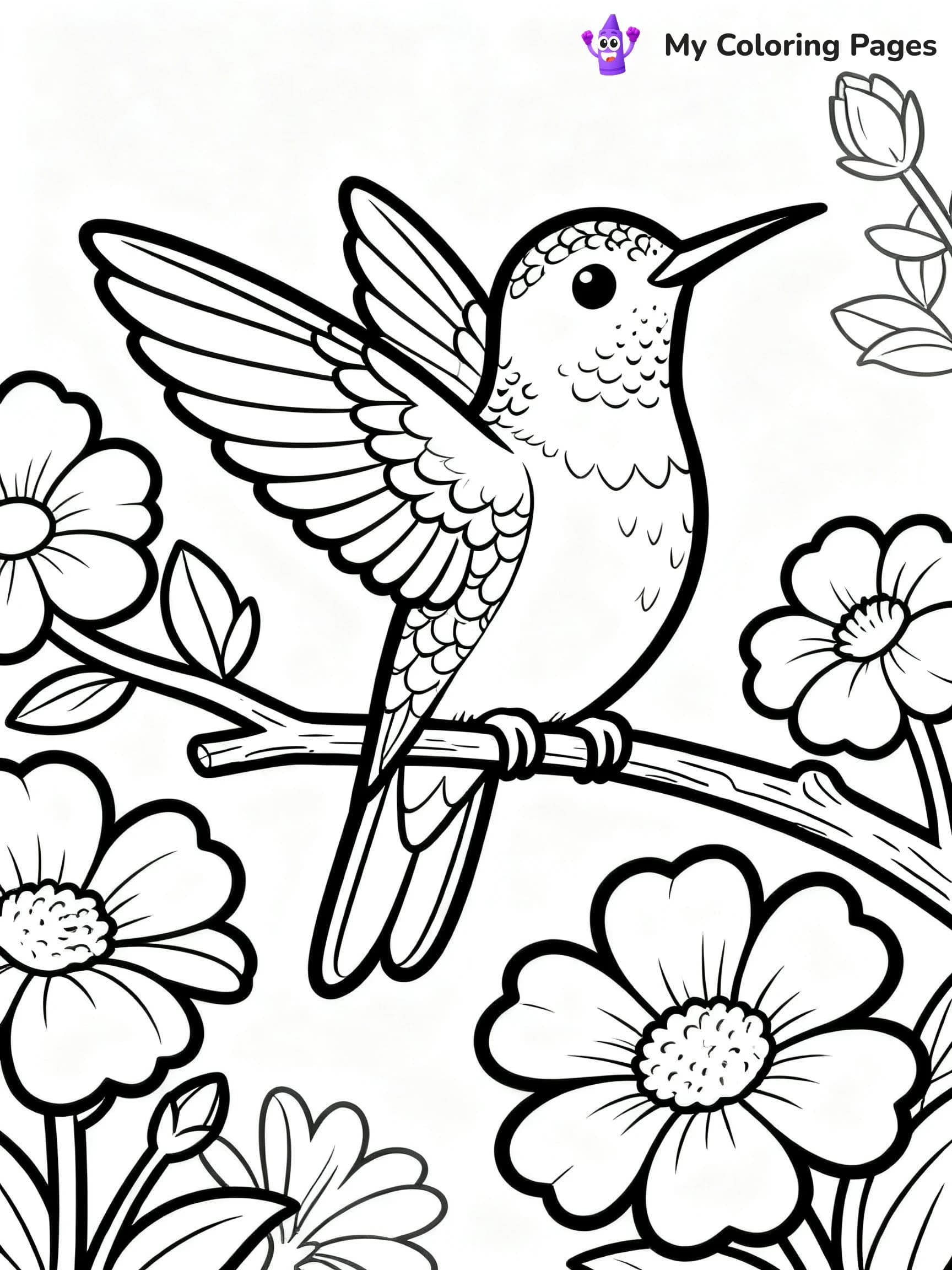 Cute Hummingbird Coloring Pages - 1