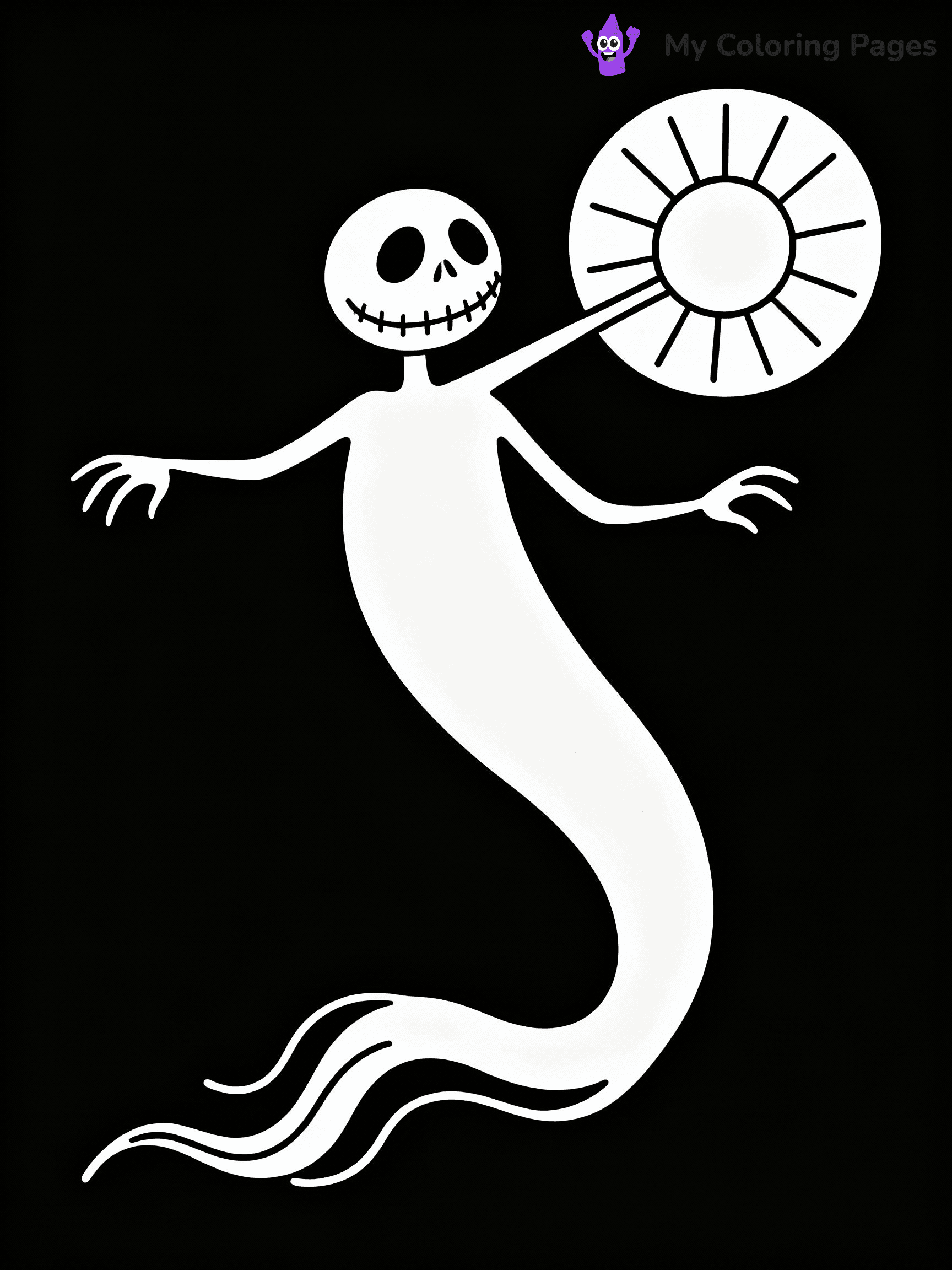 ⚠️ CRITICAL REQUIREMENT - ABSOLUTE BLACK AND WHITE ONLY ⚠️
This MUST be a BLACK AND WHITE line drawing ONLY. NO COLORS whatsoever.
- ONLY pure black lines (#000000) on pure white background (#FFFFFF)
- ABSOLUTELY NO colors, NO shading, NO gradients, NO grayscale
- If there are ANY colors in the output, the image is REJECTED
- This is a COLORING PAGE - meant to be COLORED IN by children
- The output must be UNCOLORED line art ready for coloring
⚠️ SUBJECT TO DRAW: Zero from The Nightmare Before Christmas in Tim Burton style, flying with a glowing nose, ghostly tail trailing behind
(REMEMBER: Output must be BLACK AND WHITE line art only, NOT colored!)
# COLORING PAGE: BLACK OUTLINES ONLY - WHITE BACKGROUND MANDATORY
Create a **coloring book page** using EXACTLY two values: black lines, white space.
## NON-NEGOTIABLE BINARY RULES
- **ONLY #000000 (black) and #FFFFFF (white)** - NO other values exist
- **EVERY PIXEL = BLACK OR WHITE** - no gray/shading/antialiasing
- **WHITE BACKGROUND MANDATORY** - entire canvas stays white
- **ALL SHAPES HOLLOW** - everything is empty outlines waiting to be colored
- **FORBIDDEN:** fills, shading, gradients, patterns, textures, colors
- **NO SOLID REGIONS** - if it's not a thin line, it's wrong
## Universal Line Standards
- Black outlines ONLY - thin, uniform weight
- Every shape completely empty inside
- Closed contours suitable for coloring
- Simple flat illustration - zero depth/3D/realism
- **Style:** Whimsical Doodle Art Alley - rounded, friendly outlines (unless specified)
## Everything = Outline Only
- Characters/animals: hollow shapes
- Objects/clothing: empty contours
- Backgrounds/scenery: line work only
- Natural elements: outlined forms
- Dark/night areas: don't exist (use outlined symbols)
- Textures/patterns: convert to simple lines
## The Test
Can a child color EVERY white space with crayons? If any area is pre-filled/shaded/gray or colored in, it FAILS. Every shape must be waiting to receive color.
**FINAL OUTPUT**: Binary coloring page. Black lines define shapes. White spaces ready for coloring. Nothing else exists. No exceptions. Print-ready.
⚠️ FINAL REMINDER: Draw the subject "Zero from The Nightmare Before Christmas in Tim Burton style, flying with a glowing nose, ghostly tail trailing behind" as BLACK AND WHITE line art. Zero colors in output.