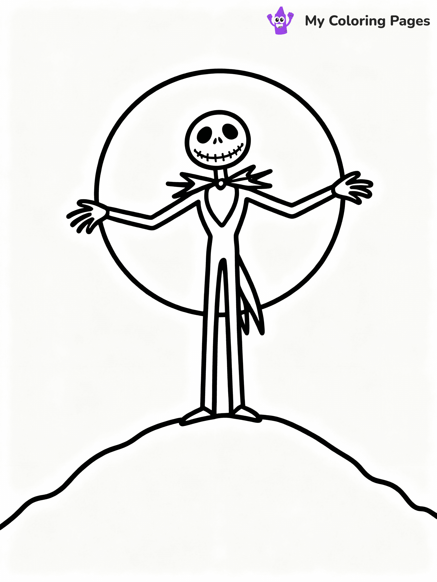 ⚠️ CRITICAL REQUIREMENT - ABSOLUTE BLACK AND WHITE ONLY ⚠️
This MUST be a BLACK AND WHITE line drawing ONLY. NO COLORS whatsoever.
- ONLY pure black lines (#000000) on pure white background (#FFFFFF)
- ABSOLUTELY NO colors, NO shading, NO gradients, NO grayscale
- If there are ANY colors in the output, the image is REJECTED
- This is a COLORING PAGE - meant to be COLORED IN by children
- The output must be UNCOLORED line art ready for coloring
⚠️ SUBJECT TO DRAW: Jack Skellington from The Nightmare Before Christmas in Tim Burton style, standing on a hill, arms outstretched, moon behind
(REMEMBER: Output must be BLACK AND WHITE line art only, NOT colored!)
# COLORING PAGE: BLACK OUTLINES ONLY - WHITE BACKGROUND MANDATORY
Create a **coloring book page** using EXACTLY two values: black lines, white space.
## NON-NEGOTIABLE BINARY RULES
- **ONLY #000000 (black) and #FFFFFF (white)** - NO other values exist
- **EVERY PIXEL = BLACK OR WHITE** - no gray/shading/antialiasing
- **WHITE BACKGROUND MANDATORY** - entire canvas stays white
- **ALL SHAPES HOLLOW** - everything is empty outlines waiting to be colored
- **FORBIDDEN:** fills, shading, gradients, patterns, textures, colors
- **NO SOLID REGIONS** - if it's not a thin line, it's wrong
## Universal Line Standards
- Black outlines ONLY - thin, uniform weight
- Every shape completely empty inside
- Closed contours suitable for coloring
- Simple flat illustration - zero depth/3D/realism
- **Style:** Whimsical Doodle Art Alley - rounded, friendly outlines (unless specified)
## Everything = Outline Only
- Characters/animals: hollow shapes
- Objects/clothing: empty contours
- Backgrounds/scenery: line work only
- Natural elements: outlined forms
- Dark/night areas: don't exist (use outlined symbols)
- Textures/patterns: convert to simple lines
## The Test
Can a child color EVERY white space with crayons? If any area is pre-filled/shaded/gray or colored in, it FAILS. Every shape must be waiting to receive color.
**FINAL OUTPUT**: Binary coloring page. Black lines define shapes. White spaces ready for coloring. Nothing else exists. No exceptions. Print-ready.
⚠️ FINAL REMINDER: Draw the subject "Jack Skellington from The Nightmare Before Christmas in Tim Burton style, standing on a hill, arms outstretched, moon behind" as BLACK AND WHITE line art. Zero colors in output.