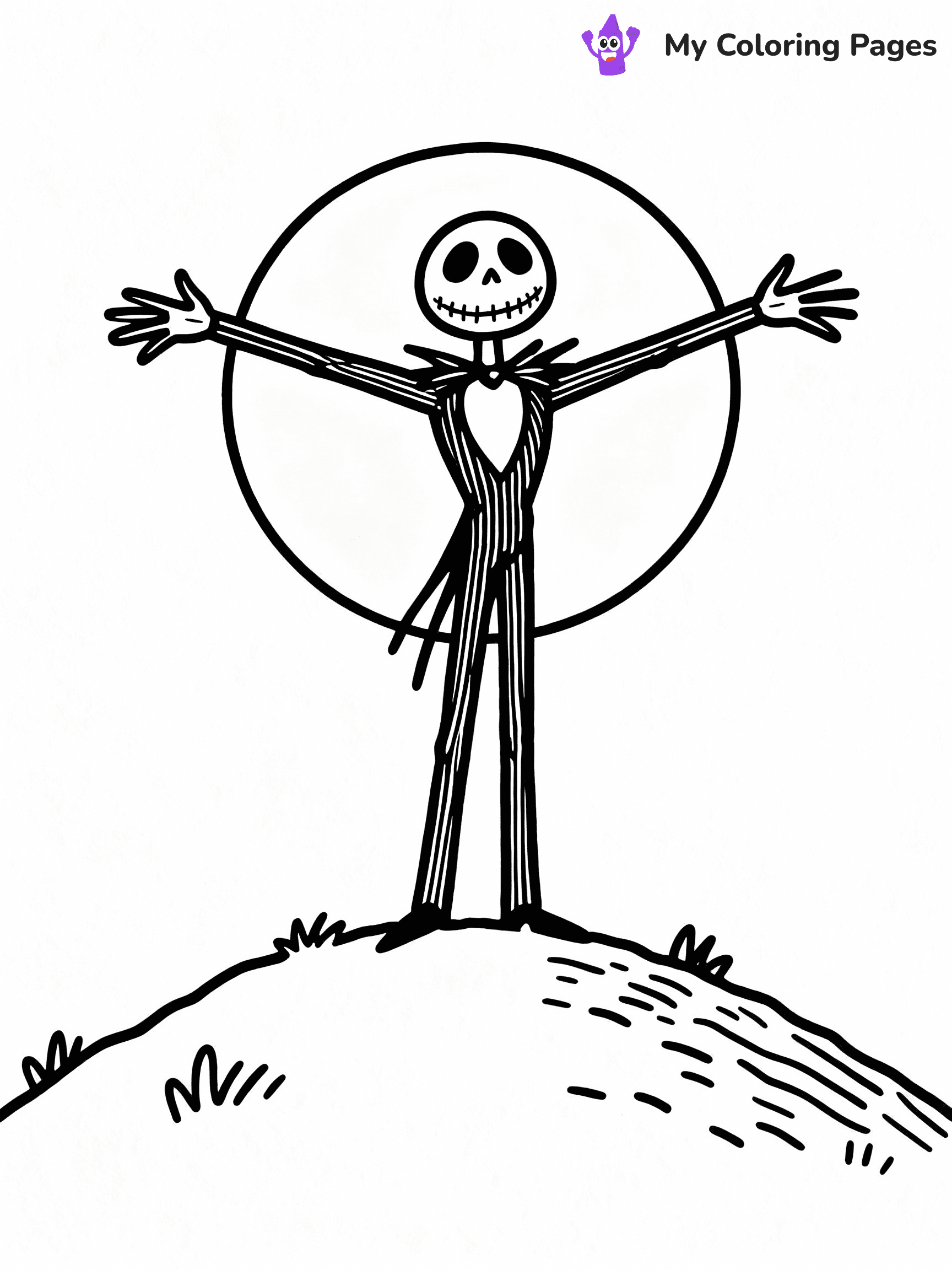 ⚠️ CRITICAL REQUIREMENT - ABSOLUTE BLACK AND WHITE ONLY ⚠️
This MUST be a BLACK AND WHITE line drawing ONLY. NO COLORS whatsoever.
- ONLY pure black lines (#000000) on pure white background (#FFFFFF)
- ABSOLUTELY NO colors, NO shading, NO gradients, NO grayscale
- If there are ANY colors in the output, the image is REJECTED
- This is a COLORING PAGE - meant to be COLORED IN by children
- The output must be UNCOLORED line art ready for coloring
⚠️ SUBJECT TO DRAW: Jack Skellington from The Nightmare Before Christmas in Tim Burton style, standing on a hill, arms outstretched, moon behind
(REMEMBER: Output must be BLACK AND WHITE line art only, NOT colored!)
# COLORING PAGE: BLACK OUTLINES ONLY - WHITE BACKGROUND MANDATORY
Create a **coloring book page** using EXACTLY two values: black lines, white space.
## NON-NEGOTIABLE BINARY RULES
- **ONLY #000000 (black) and #FFFFFF (white)** - NO other values exist
- **EVERY PIXEL = BLACK OR WHITE** - no gray/shading/antialiasing
- **WHITE BACKGROUND MANDATORY** - entire canvas stays white
- **ALL SHAPES HOLLOW** - everything is empty outlines waiting to be colored
- **FORBIDDEN:** fills, shading, gradients, patterns, textures, colors
- **NO SOLID REGIONS** - if it's not a thin line, it's wrong
## Universal Line Standards
- Black outlines ONLY - thin, uniform weight
- Every shape completely empty inside
- Closed contours suitable for coloring
- Simple flat illustration - zero depth/3D/realism
- **Style:** Whimsical Doodle Art Alley - rounded, friendly outlines (unless specified)
## Everything = Outline Only
- Characters/animals: hollow shapes
- Objects/clothing: empty contours
- Backgrounds/scenery: line work only
- Natural elements: outlined forms
- Dark/night areas: don't exist (use outlined symbols)
- Textures/patterns: convert to simple lines
## The Test
Can a child color EVERY white space with crayons? If any area is pre-filled/shaded/gray or colored in, it FAILS. Every shape must be waiting to receive color.
**FINAL OUTPUT**: Binary coloring page. Black lines define shapes. White spaces ready for coloring. Nothing else exists. No exceptions. Print-ready.
⚠️ FINAL REMINDER: Draw the subject "Jack Skellington from The Nightmare Before Christmas in Tim Burton style, standing on a hill, arms outstretched, moon behind" as BLACK AND WHITE line art. Zero colors in output.