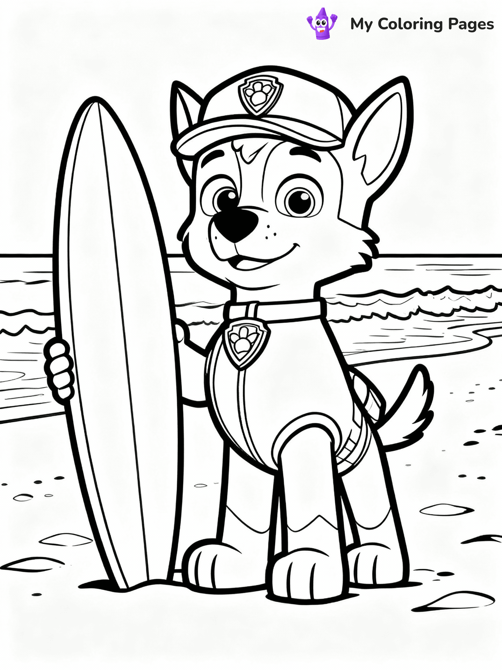 ⚠️ CRITICAL REQUIREMENT - ABSOLUTE BLACK AND WHITE ONLY ⚠️
This MUST be a BLACK AND WHITE line drawing ONLY. NO COLORS whatsoever.
- ONLY pure black lines (#000000) on pure white background (#FFFFFF)
- ABSOLUTELY NO colors, NO shading, NO gradients, NO grayscale
- If there are ANY colors in the output, the image is REJECTED
- This is a COLORING PAGE - meant to be COLORED IN by children
- The output must be UNCOLORED line art ready for coloring
⚠️ SUBJECT TO DRAW: Zuma from Paw Patrol with his surfboard on the beach. PURE OUTLINES. NO FILLS, COLOR, SHADING, OR GREYSCALE. WHITE BACKGROUND.
(REMEMBER: Output must be BLACK AND WHITE line art only, NOT colored!)
# Flat, Friendly Cartoon Line-Art Coloring Page
You are generating a **pure black-and-white binary image** of a child-friendly cartoon scene combining characters and background scenery in one cohesive composition.
## Rendering Rules (Strict)
- Only two colors: pure black (#000000) outlines and pure white (#FFFFFF) background.
- No grayscale, shading, gradients, tints, fills, transparency, or partial pixels.
- No antialiasing or blended edges; every pixel is 100% black or white.
- No solid black fills inside shapes — all areas inside outlines must remain white.
- No dark clothing areas or filled tone blocks; all garments outlined only.
- No shadows, textures, lighting, or tonal variations.
- Must look like flat binary vector line-art for coloring pages.
## Drawing & Composition
- **Medium, consistent line weight**; clean closed outlines easy to color inside.
- **Flat, simple, child-friendly design** — no realism or 3D depth.
- Characters are **grounded on a surface**, centered and large.
- **Balanced composition** with clear silhouettes and minimal props.
## Scenery & Style
- Landmarks (e.g., mosque, CN Tower) and scenery (trees, benches, waves) drawn with **black outlines only.**
- For real-world figures, teams, or places, show accurate details using only black outlines—no text or logos. Use distinctive uniform patterns, abstract symbols, and landmark silhouettes to convey identity.
- Keep **consistent perspective**; no floating elements.
- **Style:** whimsical **Doodle Art Alley** — rounded, friendly outlines.
- May adapt shapes from **Crayola, Disney, Peppa Pig, Cocomelon** — *by shape only, never color.*
- Final output: **flat, crisp, binary (#000000/#FFFFFF)**, **no filled color or background text.**
EXTREMELYE IMPORTANT:
- PURE BINARY LINE-ART; NO FILLS (HAIR/CLOTHES/SKIN), SHADING, OR GREY.
- NO SHADING, COLOR. MUST BE WHITE BACKGROUND.
⚠️ FINAL REMINDER: Draw the subject "Zuma from Paw Patrol with his surfboard on the beach. PURE OUTLINES. NO FILLS, COLOR, SHADING, OR GREYSCALE. WHITE BACKGROUND." as BLACK AND WHITE line art. Zero colors in output.