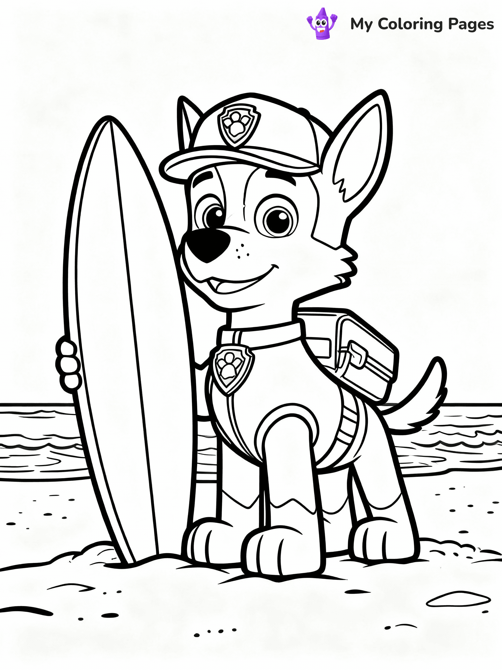 ⚠️ CRITICAL REQUIREMENT - ABSOLUTE BLACK AND WHITE ONLY ⚠️
This MUST be a BLACK AND WHITE line drawing ONLY. NO COLORS whatsoever.
- ONLY pure black lines (#000000) on pure white background (#FFFFFF)
- ABSOLUTELY NO colors, NO shading, NO gradients, NO grayscale
- If there are ANY colors in the output, the image is REJECTED
- This is a COLORING PAGE - meant to be COLORED IN by children
- The output must be UNCOLORED line art ready for coloring
⚠️ SUBJECT TO DRAW: Zuma from Paw Patrol with his surfboard on the beach. PURE OUTLINES. NO FILLS, COLOR, SHADING, OR GREYSCALE. WHITE BACKGROUND.
(REMEMBER: Output must be BLACK AND WHITE line art only, NOT colored!)
# Flat, Friendly Cartoon Line-Art Coloring Page
You are generating a **pure black-and-white binary image** of a child-friendly cartoon scene combining characters and background scenery in one cohesive composition.
## Rendering Rules (Strict)
- Only two colors: pure black (#000000) outlines and pure white (#FFFFFF) background.
- No grayscale, shading, gradients, tints, fills, transparency, or partial pixels.
- No antialiasing or blended edges; every pixel is 100% black or white.
- No solid black fills inside shapes — all areas inside outlines must remain white.
- No dark clothing areas or filled tone blocks; all garments outlined only.
- No shadows, textures, lighting, or tonal variations.
- Must look like flat binary vector line-art for coloring pages.
## Drawing & Composition
- **Medium, consistent line weight**; clean closed outlines easy to color inside.
- **Flat, simple, child-friendly design** — no realism or 3D depth.
- Characters are **grounded on a surface**, centered and large.
- **Balanced composition** with clear silhouettes and minimal props.
## Scenery & Style
- Landmarks (e.g., mosque, CN Tower) and scenery (trees, benches, waves) drawn with **black outlines only.**
- For real-world figures, teams, or places, show accurate details using only black outlines—no text or logos. Use distinctive uniform patterns, abstract symbols, and landmark silhouettes to convey identity.
- Keep **consistent perspective**; no floating elements.
- **Style:** whimsical **Doodle Art Alley** — rounded, friendly outlines.
- May adapt shapes from **Crayola, Disney, Peppa Pig, Cocomelon** — *by shape only, never color.*
- Final output: **flat, crisp, binary (#000000/#FFFFFF)**, **no filled color or background text.**
EXTREMELYE IMPORTANT:
- PURE BINARY LINE-ART; NO FILLS (HAIR/CLOTHES/SKIN), SHADING, OR GREY.
- NO SHADING, COLOR. MUST BE WHITE BACKGROUND.
⚠️ FINAL REMINDER: Draw the subject "Zuma from Paw Patrol with his surfboard on the beach. PURE OUTLINES. NO FILLS, COLOR, SHADING, OR GREYSCALE. WHITE BACKGROUND." as BLACK AND WHITE line art. Zero colors in output.