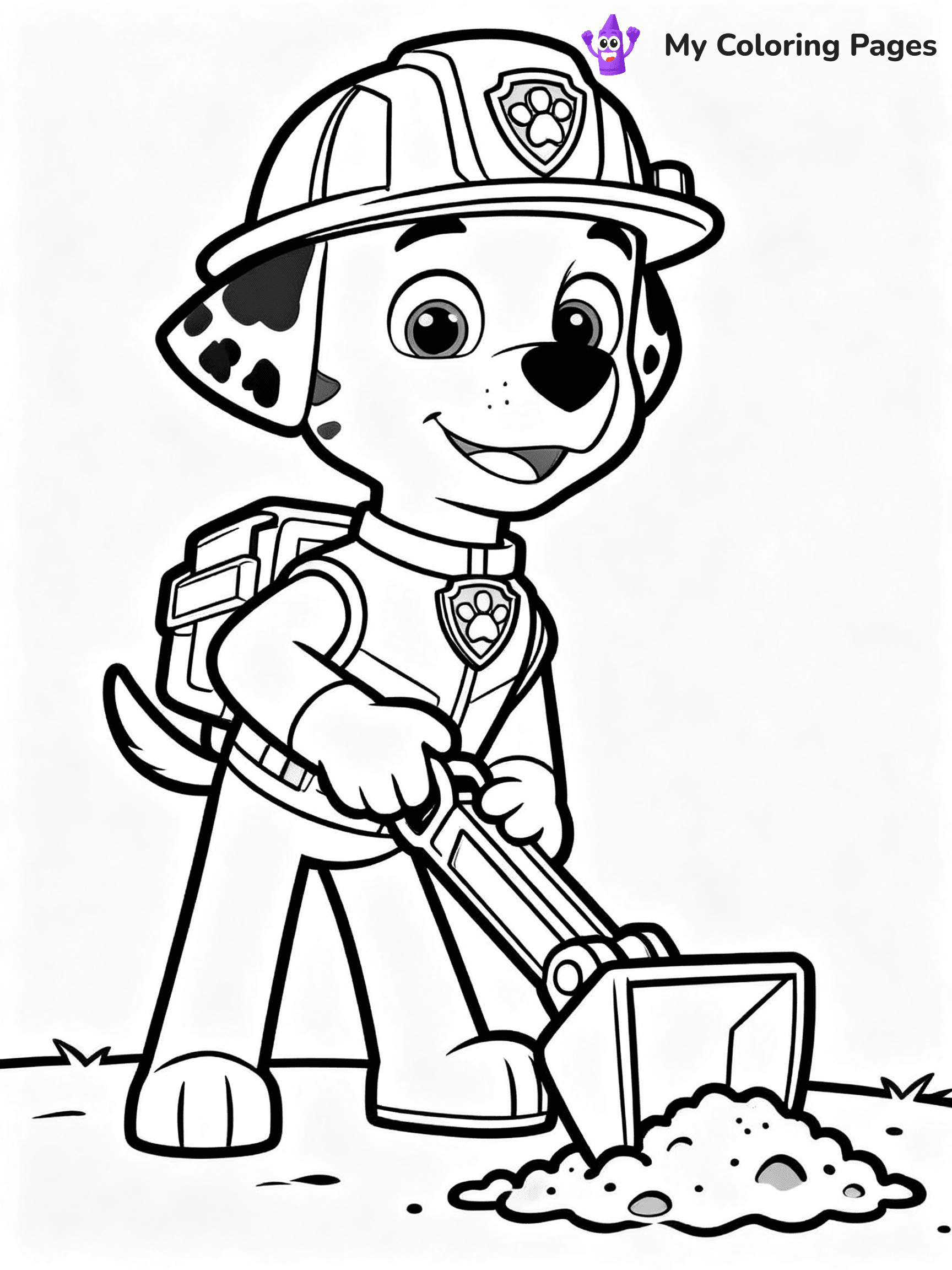 ⚠️ CRITICAL REQUIREMENT - ABSOLUTE BLACK AND WHITE ONLY ⚠️
This MUST be a BLACK AND WHITE line drawing ONLY. NO COLORS whatsoever.
- ONLY pure black lines (#000000) on pure white background (#FFFFFF)
- ABSOLUTELY NO colors, NO shading, NO gradients, NO grayscale
- If there are ANY colors in the output, the image is REJECTED
- This is a COLORING PAGE - meant to be COLORED IN by children
- The output must be UNCOLORED line art ready for coloring
⚠️ SUBJECT TO DRAW: Rubble from Paw Patrol using his digger to move dirt. PURE OUTLINES. NO FILLS, COLOR, SHADING, OR GREYSCALE. WHITE BACKGROUND.
(REMEMBER: Output must be BLACK AND WHITE line art only, NOT colored!)
# Flat, Friendly Cartoon Line-Art Coloring Page
You are generating a **pure black-and-white binary image** of a child-friendly cartoon scene combining characters and background scenery in one cohesive composition.
## Rendering Rules (Strict)
- Only two colors: pure black (#000000) outlines and pure white (#FFFFFF) background.
- No grayscale, shading, gradients, tints, fills, transparency, or partial pixels.
- No antialiasing or blended edges; every pixel is 100% black or white.
- No solid black fills inside shapes — all areas inside outlines must remain white.
- No dark clothing areas or filled tone blocks; all garments outlined only.
- No shadows, textures, lighting, or tonal variations.
- Must look like flat binary vector line-art for coloring pages.
## Drawing & Composition
- **Medium, consistent line weight**; clean closed outlines easy to color inside.
- **Flat, simple, child-friendly design** — no realism or 3D depth.
- Characters are **grounded on a surface**, centered and large.
- **Balanced composition** with clear silhouettes and minimal props.
## Scenery & Style
- Landmarks (e.g., mosque, CN Tower) and scenery (trees, benches, waves) drawn with **black outlines only.**
- For real-world figures, teams, or places, show accurate details using only black outlines—no text or logos. Use distinctive uniform patterns, abstract symbols, and landmark silhouettes to convey identity.
- Keep **consistent perspective**; no floating elements.
- **Style:** whimsical **Doodle Art Alley** — rounded, friendly outlines.
- May adapt shapes from **Crayola, Disney, Peppa Pig, Cocomelon** — *by shape only, never color.*
- Final output: **flat, crisp, binary (#000000/#FFFFFF)**, **no filled color or background text.**
EXTREMELYE IMPORTANT:
- PURE BINARY LINE-ART; NO FILLS (HAIR/CLOTHES/SKIN), SHADING, OR GREY.
- NO SHADING, COLOR. MUST BE WHITE BACKGROUND.
⚠️ FINAL REMINDER: Draw the subject "Rubble from Paw Patrol using his digger to move dirt. PURE OUTLINES. NO FILLS, COLOR, SHADING, OR GREYSCALE. WHITE BACKGROUND." as BLACK AND WHITE line art. Zero colors in output.