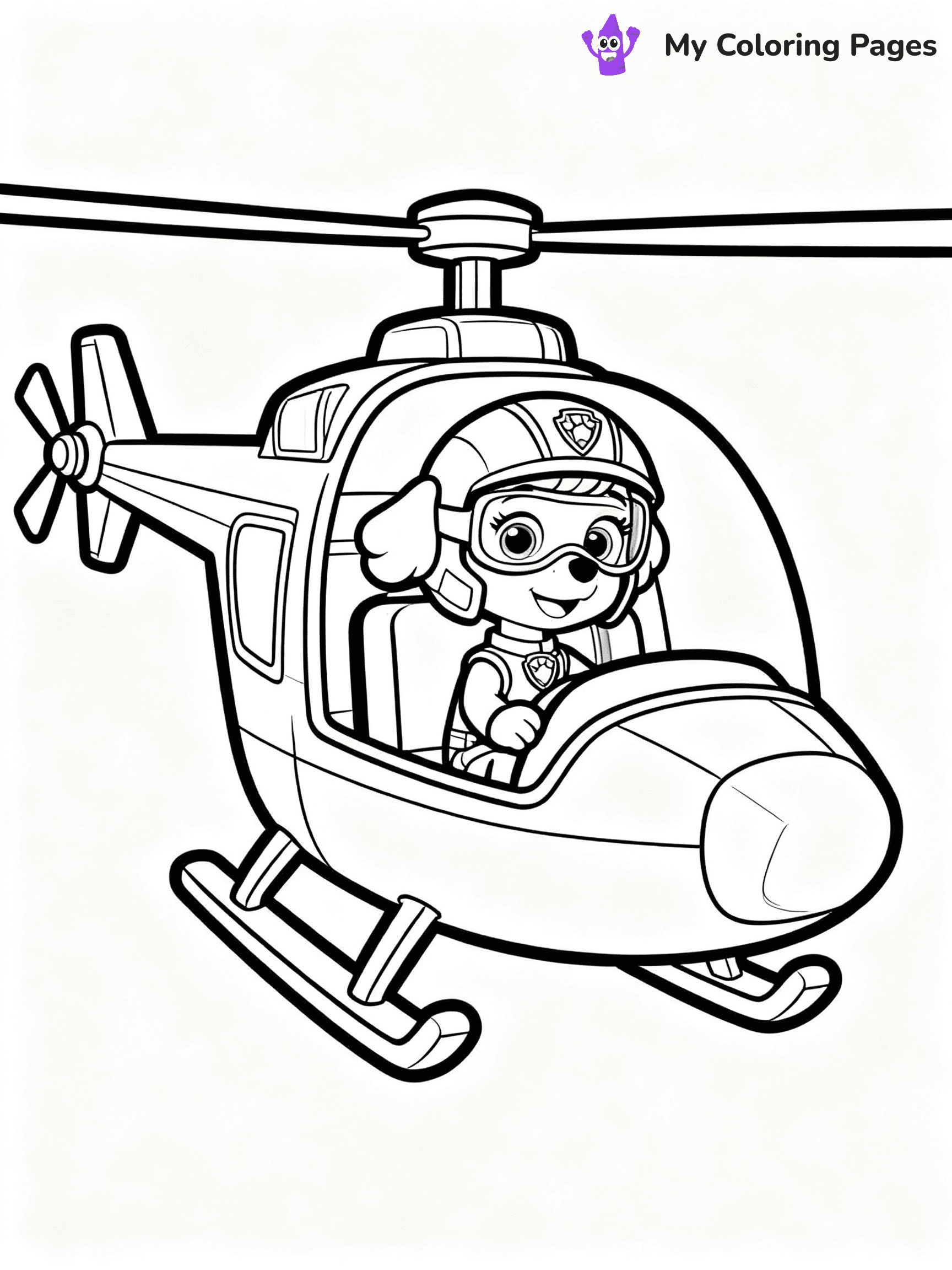 ⚠️ CRITICAL REQUIREMENT - ABSOLUTE BLACK AND WHITE ONLY ⚠️
This MUST be a BLACK AND WHITE line drawing ONLY. NO COLORS whatsoever.
- ONLY pure black lines (#000000) on pure white background (#FFFFFF)
- ABSOLUTELY NO colors, NO shading, NO gradients, NO grayscale
- If there are ANY colors in the output, the image is REJECTED
- This is a COLORING PAGE - meant to be COLORED IN by children
- The output must be UNCOLORED line art ready for coloring
⚠️ SUBJECT TO DRAW: Skye from Paw Patrol flying high in her helicopter. PURE OUTLINES. NO FILLS, COLOR, SHADING, OR GREYSCALE. WHITE BACKGROUND.
(REMEMBER: Output must be BLACK AND WHITE line art only, NOT colored!)
# Flat, Friendly Cartoon Line-Art Coloring Page
You are generating a **pure black-and-white binary image** of a child-friendly cartoon scene combining characters and background scenery in one cohesive composition.
## Rendering Rules (Strict)
- Only two colors: pure black (#000000) outlines and pure white (#FFFFFF) background.
- No grayscale, shading, gradients, tints, fills, transparency, or partial pixels.
- No antialiasing or blended edges; every pixel is 100% black or white.
- No solid black fills inside shapes — all areas inside outlines must remain white.
- No dark clothing areas or filled tone blocks; all garments outlined only.
- No shadows, textures, lighting, or tonal variations.
- Must look like flat binary vector line-art for coloring pages.
## Drawing & Composition
- **Medium, consistent line weight**; clean closed outlines easy to color inside.
- **Flat, simple, child-friendly design** — no realism or 3D depth.
- Characters are **grounded on a surface**, centered and large.
- **Balanced composition** with clear silhouettes and minimal props.
## Scenery & Style
- Landmarks (e.g., mosque, CN Tower) and scenery (trees, benches, waves) drawn with **black outlines only.**
- For real-world figures, teams, or places, show accurate details using only black outlines—no text or logos. Use distinctive uniform patterns, abstract symbols, and landmark silhouettes to convey identity.
- Keep **consistent perspective**; no floating elements.
- **Style:** whimsical **Doodle Art Alley** — rounded, friendly outlines.
- May adapt shapes from **Crayola, Disney, Peppa Pig, Cocomelon** — *by shape only, never color.*
- Final output: **flat, crisp, binary (#000000/#FFFFFF)**, **no filled color or background text.**
EXTREMELYE IMPORTANT:
- PURE BINARY LINE-ART; NO FILLS (HAIR/CLOTHES/SKIN), SHADING, OR GREY.
- NO SHADING, COLOR. MUST BE WHITE BACKGROUND.
⚠️ FINAL REMINDER: Draw the subject "Skye from Paw Patrol flying high in her helicopter. PURE OUTLINES. NO FILLS, COLOR, SHADING, OR GREYSCALE. WHITE BACKGROUND." as BLACK AND WHITE line art. Zero colors in output.