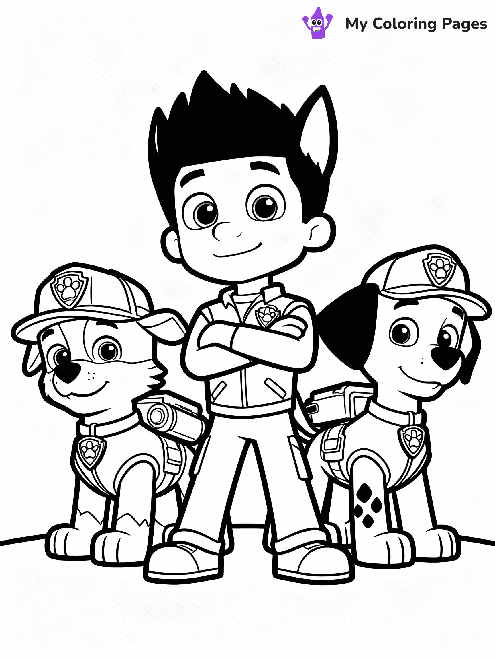 ⚠️ CRITICAL REQUIREMENT - ABSOLUTE BLACK AND WHITE ONLY ⚠️
This MUST be a BLACK AND WHITE line drawing ONLY. NO COLORS whatsoever.
- ONLY pure black lines (#000000) on pure white background (#FFFFFF)
- ABSOLUTELY NO colors, NO shading, NO gradients, NO grayscale
- If there are ANY colors in the output, the image is REJECTED
- This is a COLORING PAGE - meant to be COLORED IN by children
- The output must be UNCOLORED line art ready for coloring
⚠️ SUBJECT TO DRAW: Paw Patrol team standing together ready for action. PURE OUTLINES. NO FILLS, COLOR, SHADING, OR GREYSCALE. WHITE BACKGROUND.
(REMEMBER: Output must be BLACK AND WHITE line art only, NOT colored!)
# Flat, Friendly Cartoon Line-Art Coloring Page
You are generating a **pure black-and-white binary image** of a child-friendly cartoon scene combining characters and background scenery in one cohesive composition.
## Rendering Rules (Strict)
- Only two colors: pure black (#000000) outlines and pure white (#FFFFFF) background.
- No grayscale, shading, gradients, tints, fills, transparency, or partial pixels.
- No antialiasing or blended edges; every pixel is 100% black or white.
- No solid black fills inside shapes — all areas inside outlines must remain white.
- No dark clothing areas or filled tone blocks; all garments outlined only.
- No shadows, textures, lighting, or tonal variations.
- Must look like flat binary vector line-art for coloring pages.
## Drawing & Composition
- **Medium, consistent line weight**; clean closed outlines easy to color inside.
- **Flat, simple, child-friendly design** — no realism or 3D depth.
- Characters are **grounded on a surface**, centered and large.
- **Balanced composition** with clear silhouettes and minimal props.
## Scenery & Style
- Landmarks (e.g., mosque, CN Tower) and scenery (trees, benches, waves) drawn with **black outlines only.**
- For real-world figures, teams, or places, show accurate details using only black outlines—no text or logos. Use distinctive uniform patterns, abstract symbols, and landmark silhouettes to convey identity.
- Keep **consistent perspective**; no floating elements.
- **Style:** whimsical **Doodle Art Alley** — rounded, friendly outlines.
- May adapt shapes from **Crayola, Disney, Peppa Pig, Cocomelon** — *by shape only, never color.*
- Final output: **flat, crisp, binary (#000000/#FFFFFF)**, **no filled color or background text.**
EXTREMELYE IMPORTANT:
- PURE BINARY LINE-ART; NO FILLS (HAIR/CLOTHES/SKIN), SHADING, OR GREY.
- NO SHADING, COLOR. MUST BE WHITE BACKGROUND.
⚠️ FINAL REMINDER: Draw the subject "Paw Patrol team standing together ready for action. PURE OUTLINES. NO FILLS, COLOR, SHADING, OR GREYSCALE. WHITE BACKGROUND." as BLACK AND WHITE line art. Zero colors in output.