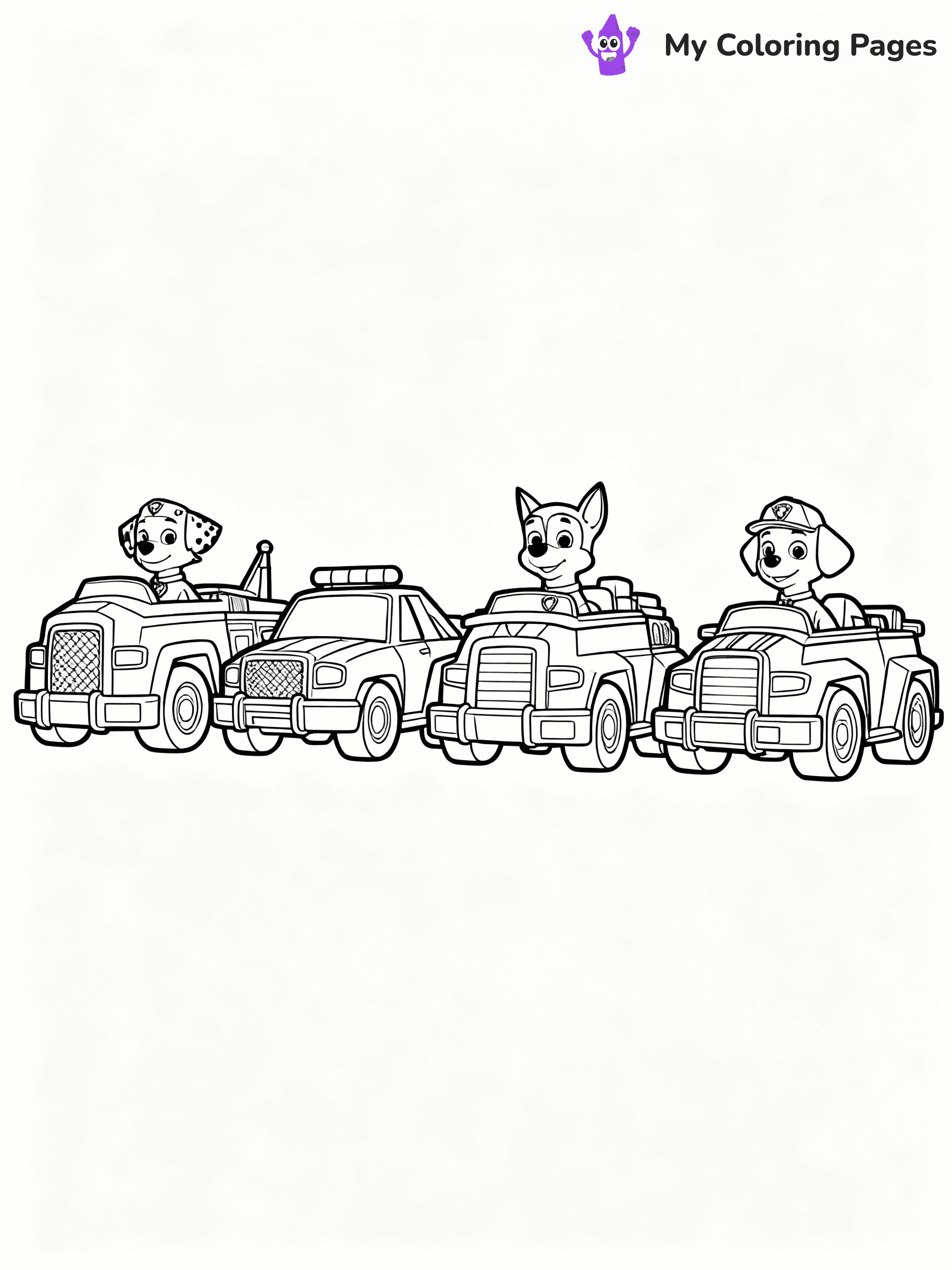 ⚠️ CRITICAL REQUIREMENT - ABSOLUTE BLACK AND WHITE ONLY ⚠️
This MUST be a BLACK AND WHITE line drawing ONLY. NO COLORS whatsoever.
- ONLY pure black lines (#000000) on pure white background (#FFFFFF)
- ABSOLUTELY NO colors, NO shading, NO gradients, NO grayscale
- If there are ANY colors in the output, the image is REJECTED
- This is a COLORING PAGE - meant to be COLORED IN by children
- The output must be UNCOLORED line art ready for coloring
⚠️ SUBJECT TO DRAW: Paw Patrol vehicles lined up at Adventure Bay. PURE OUTLINES. NO FILLS, COLOR, SHADING, OR GREYSCALE. WHITE BACKGROUND.
(REMEMBER: Output must be BLACK AND WHITE line art only, NOT colored!)
# Flat, Friendly Cartoon Line-Art Coloring Page
You are generating a **pure black-and-white binary image** of a child-friendly cartoon scene combining characters and background scenery in one cohesive composition.
## Rendering Rules (Strict)
- Only two colors: pure black (#000000) outlines and pure white (#FFFFFF) background.
- No grayscale, shading, gradients, tints, fills, transparency, or partial pixels.
- No antialiasing or blended edges; every pixel is 100% black or white.
- No solid black fills inside shapes — all areas inside outlines must remain white.
- No dark clothing areas or filled tone blocks; all garments outlined only.
- No shadows, textures, lighting, or tonal variations.
- Must look like flat binary vector line-art for coloring pages.
## Drawing & Composition
- **Medium, consistent line weight**; clean closed outlines easy to color inside.
- **Flat, simple, child-friendly design** — no realism or 3D depth.
- Characters are **grounded on a surface**, centered and large.
- **Balanced composition** with clear silhouettes and minimal props.
## Scenery & Style
- Landmarks (e.g., mosque, CN Tower) and scenery (trees, benches, waves) drawn with **black outlines only.**
- For real-world figures, teams, or places, show accurate details using only black outlines—no text or logos. Use distinctive uniform patterns, abstract symbols, and landmark silhouettes to convey identity.
- Keep **consistent perspective**; no floating elements.
- **Style:** whimsical **Doodle Art Alley** — rounded, friendly outlines.
- May adapt shapes from **Crayola, Disney, Peppa Pig, Cocomelon** — *by shape only, never color.*
- Final output: **flat, crisp, binary (#000000/#FFFFFF)**, **no filled color or background text.**
EXTREMELYE IMPORTANT:
- PURE BINARY LINE-ART; NO FILLS (HAIR/CLOTHES/SKIN), SHADING, OR GREY.
- NO SHADING, COLOR. MUST BE WHITE BACKGROUND.
⚠️ FINAL REMINDER: Draw the subject "Paw Patrol vehicles lined up at Adventure Bay. PURE OUTLINES. NO FILLS, COLOR, SHADING, OR GREYSCALE. WHITE BACKGROUND." as BLACK AND WHITE line art. Zero colors in output.