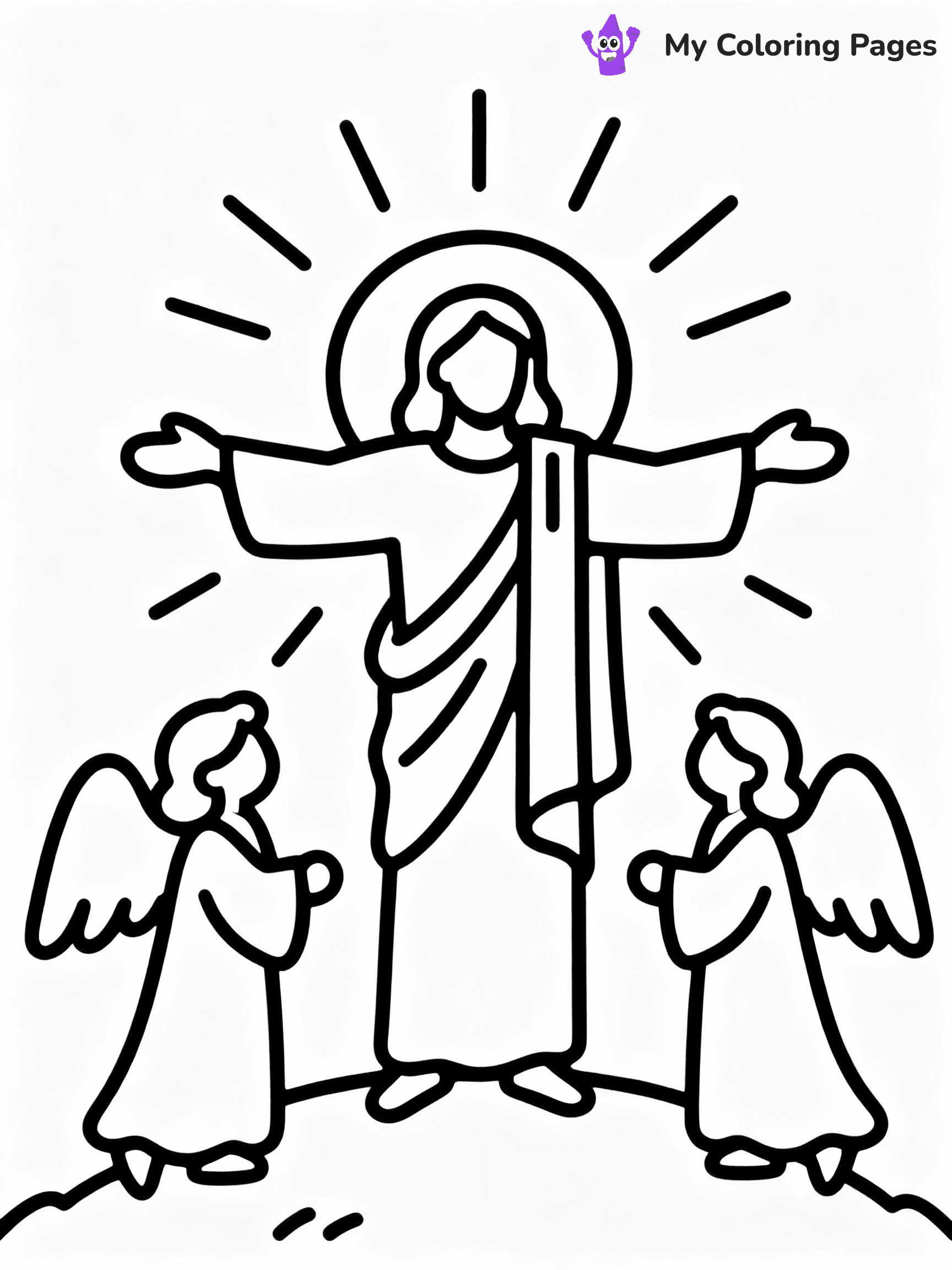 ⚠️ CRITICAL REQUIREMENT - ABSOLUTE BLACK AND WHITE ONLY ⚠️
This MUST be a BLACK AND WHITE line drawing ONLY. NO COLORS whatsoever.
- ONLY pure black lines (#000000) on pure white background (#FFFFFF)
- ABSOLUTELY NO colors, NO shading, NO gradients, NO grayscale
- If there are ANY colors in the output, the image is REJECTED
- This is a COLORING PAGE - meant to be COLORED IN by children
- The output must be UNCOLORED line art ready for coloring
⚠️ SUBJECT TO DRAW: The Resurrection of Jesus, surrounded by angels, in traditional Biblical art style, radiant light shining.
(REMEMBER: Output must be BLACK AND WHITE line art only, NOT colored!)
# COLORING PAGE: BLACK OUTLINES ONLY - WHITE BACKGROUND MANDATORY
Create a **coloring book page** using EXACTLY two values: black lines, white space.
## NON-NEGOTIABLE BINARY RULES
- **ONLY #000000 (black) and #FFFFFF (white)** - NO other values exist
- **EVERY PIXEL = BLACK OR WHITE** - no gray/shading/antialiasing
- **WHITE BACKGROUND MANDATORY** - entire canvas stays white
- **ALL SHAPES HOLLOW** - everything is empty outlines waiting to be colored
- **FORBIDDEN:** fills, shading, gradients, patterns, textures, colors
- **NO SOLID REGIONS** - if it's not a thin line, it's wrong
## Universal Line Standards
- Black outlines ONLY - thin, uniform weight
- Every shape completely empty inside
- Closed contours suitable for coloring
- Simple flat illustration - zero depth/3D/realism
- **Style:** Whimsical Doodle Art Alley - rounded, friendly outlines (unless specified)
## Everything = Outline Only
- Characters/animals: hollow shapes
- Objects/clothing: empty contours
- Backgrounds/scenery: line work only
- Natural elements: outlined forms
- Dark/night areas: don't exist (use outlined symbols)
- Textures/patterns: convert to simple lines
## The Test
Can a child color EVERY white space with crayons? If any area is pre-filled/shaded/gray or colored in, it FAILS. Every shape must be waiting to receive color.
**FINAL OUTPUT**: Binary coloring page. Black lines define shapes. White spaces ready for coloring. Nothing else exists. No exceptions. Print-ready.
⚠️ FINAL REMINDER: Draw the subject "The Resurrection of Jesus, surrounded by angels, in traditional Biblical art style, radiant light shining." as BLACK AND WHITE line art. Zero colors in output.