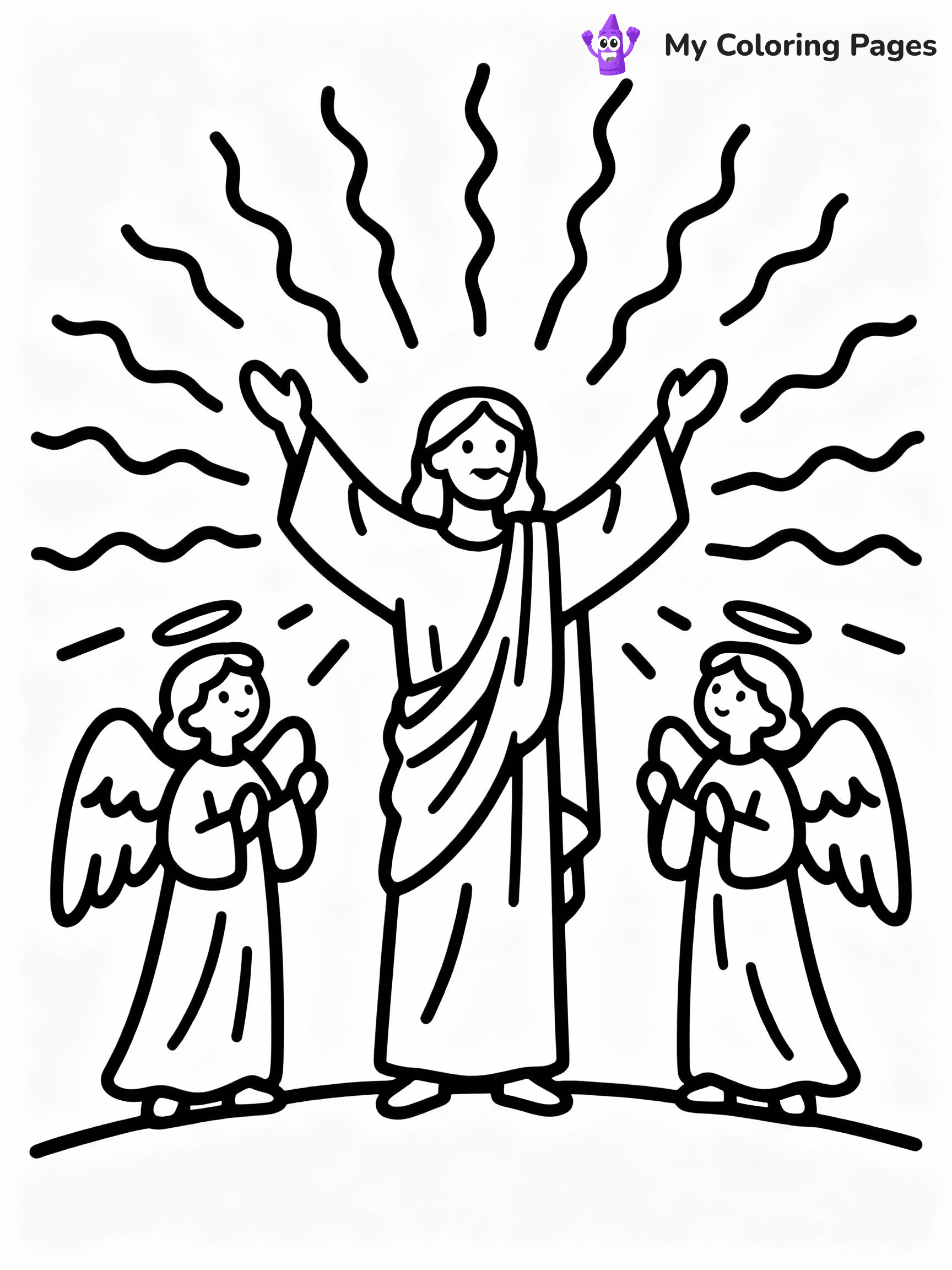 ⚠️ CRITICAL REQUIREMENT - ABSOLUTE BLACK AND WHITE ONLY ⚠️
This MUST be a BLACK AND WHITE line drawing ONLY. NO COLORS whatsoever.
- ONLY pure black lines (#000000) on pure white background (#FFFFFF)
- ABSOLUTELY NO colors, NO shading, NO gradients, NO grayscale
- If there are ANY colors in the output, the image is REJECTED
- This is a COLORING PAGE - meant to be COLORED IN by children
- The output must be UNCOLORED line art ready for coloring
⚠️ SUBJECT TO DRAW: The Resurrection of Jesus, surrounded by angels, in traditional Biblical art style, radiant light shining.
(REMEMBER: Output must be BLACK AND WHITE line art only, NOT colored!)
# COLORING PAGE: BLACK OUTLINES ONLY - WHITE BACKGROUND MANDATORY
Create a **coloring book page** using EXACTLY two values: black lines, white space.
## NON-NEGOTIABLE BINARY RULES
- **ONLY #000000 (black) and #FFFFFF (white)** - NO other values exist
- **EVERY PIXEL = BLACK OR WHITE** - no gray/shading/antialiasing
- **WHITE BACKGROUND MANDATORY** - entire canvas stays white
- **ALL SHAPES HOLLOW** - everything is empty outlines waiting to be colored
- **FORBIDDEN:** fills, shading, gradients, patterns, textures, colors
- **NO SOLID REGIONS** - if it's not a thin line, it's wrong
## Universal Line Standards
- Black outlines ONLY - thin, uniform weight
- Every shape completely empty inside
- Closed contours suitable for coloring
- Simple flat illustration - zero depth/3D/realism
- **Style:** Whimsical Doodle Art Alley - rounded, friendly outlines (unless specified)
## Everything = Outline Only
- Characters/animals: hollow shapes
- Objects/clothing: empty contours
- Backgrounds/scenery: line work only
- Natural elements: outlined forms
- Dark/night areas: don't exist (use outlined symbols)
- Textures/patterns: convert to simple lines
## The Test
Can a child color EVERY white space with crayons? If any area is pre-filled/shaded/gray or colored in, it FAILS. Every shape must be waiting to receive color.
**FINAL OUTPUT**: Binary coloring page. Black lines define shapes. White spaces ready for coloring. Nothing else exists. No exceptions. Print-ready.
⚠️ FINAL REMINDER: Draw the subject "The Resurrection of Jesus, surrounded by angels, in traditional Biblical art style, radiant light shining." as BLACK AND WHITE line art. Zero colors in output.