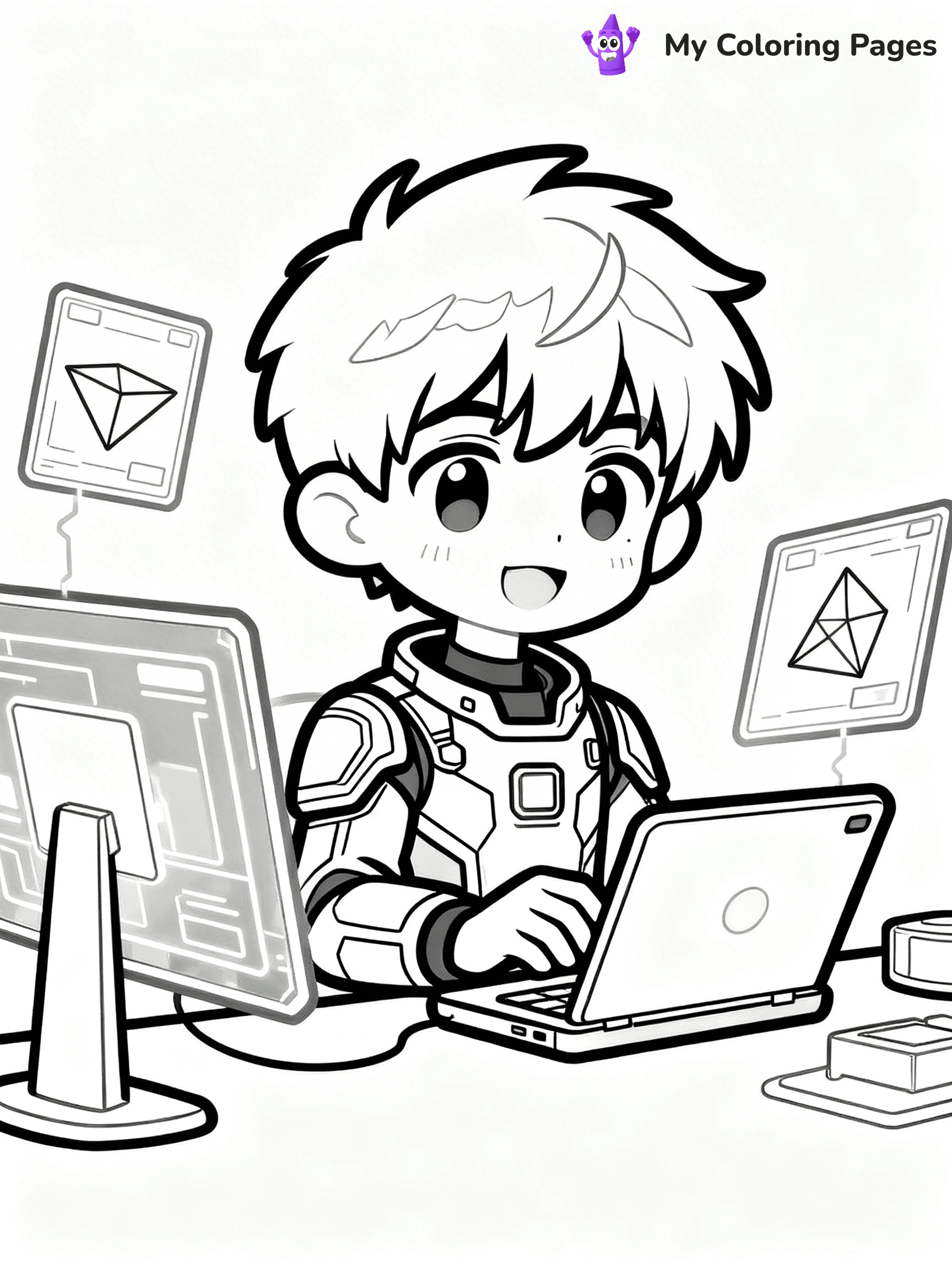 Cool Boy Anime Coloring Pages - 58