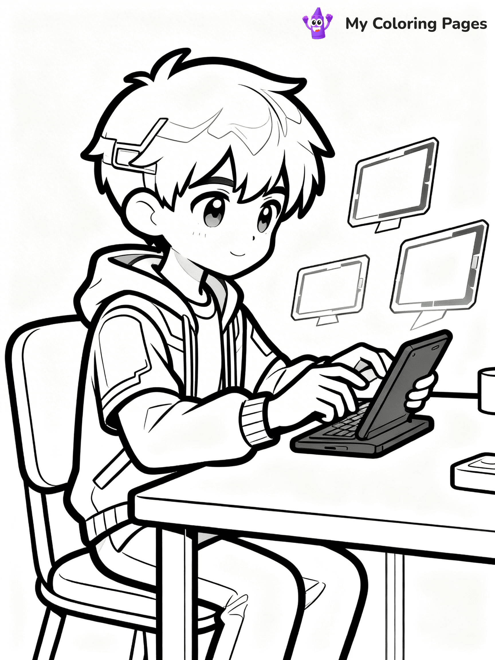 Cool Boy Anime Coloring Pages - 57