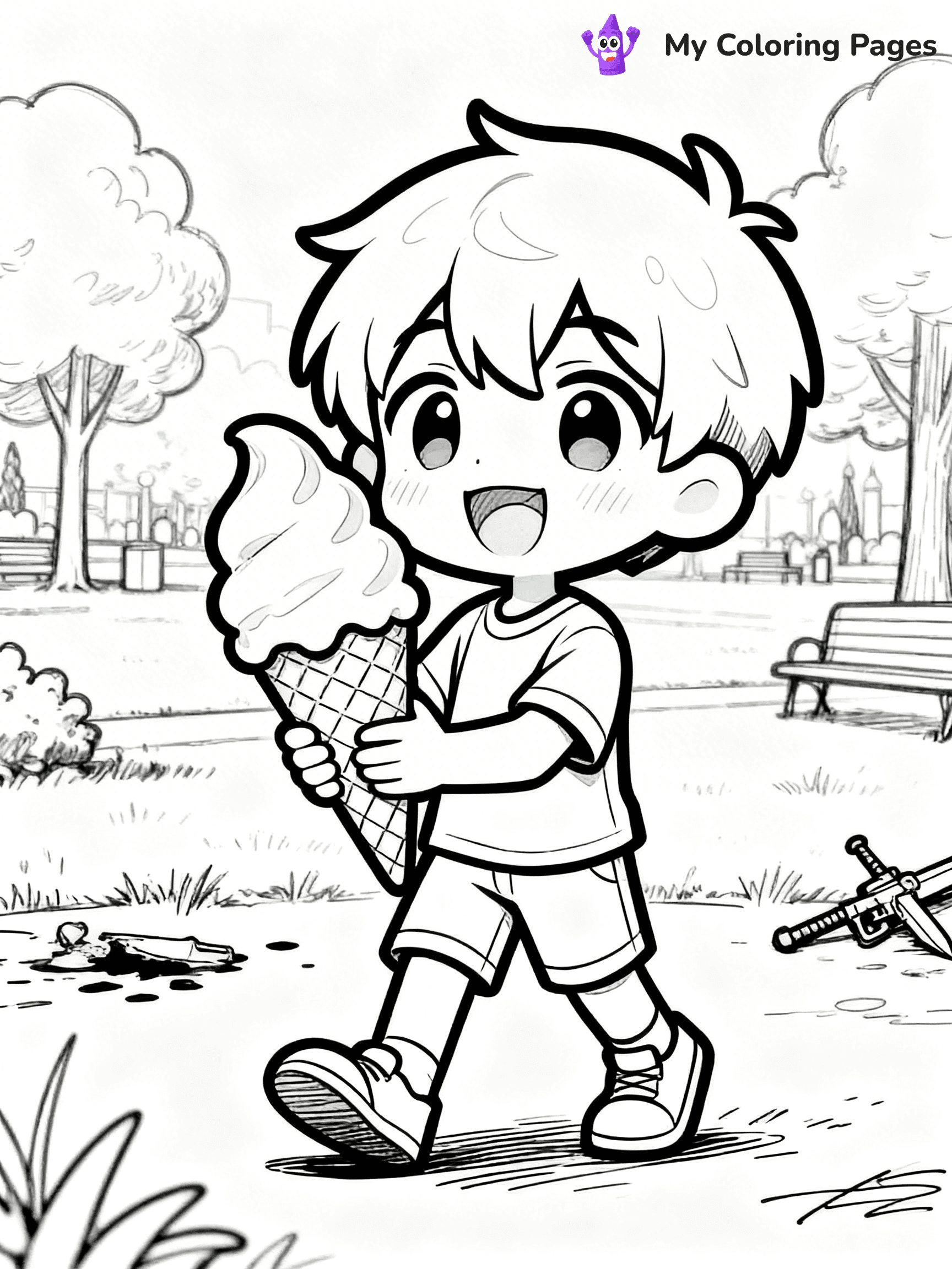 Cool Boy Anime Coloring Pages - 21