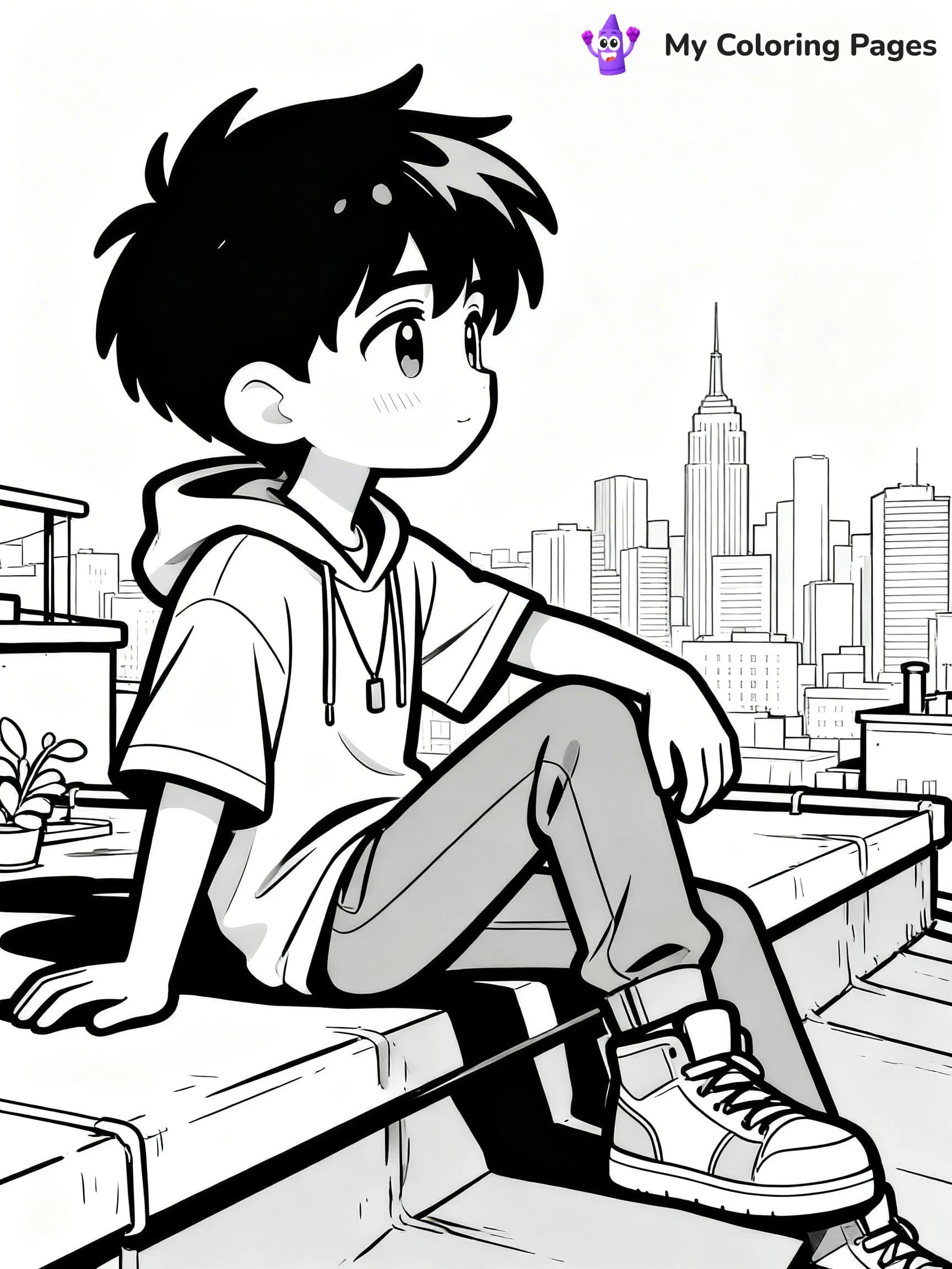 Cool Boy Anime Coloring Pages - 4