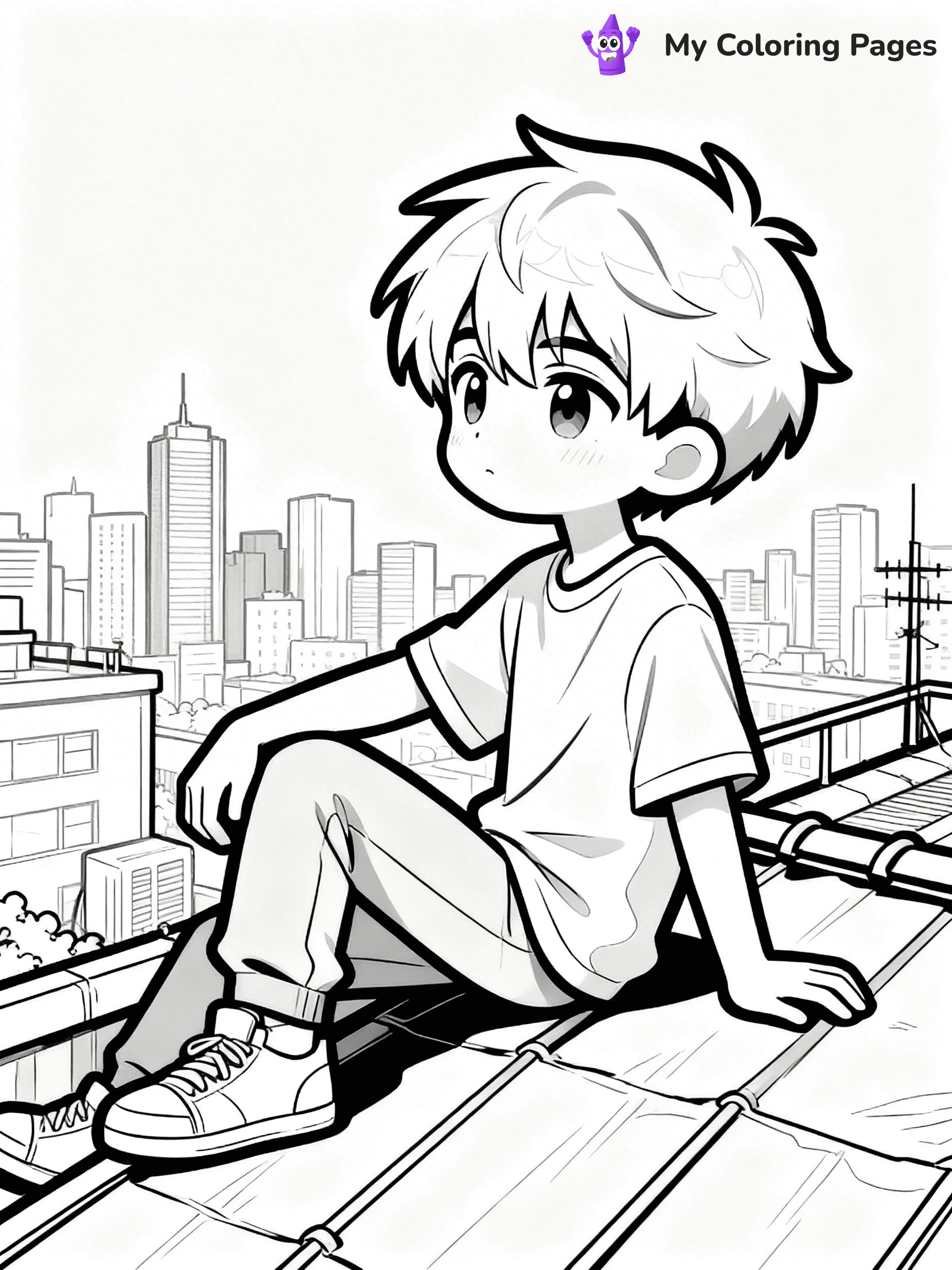 Cool Boy Anime Coloring Pages - 1