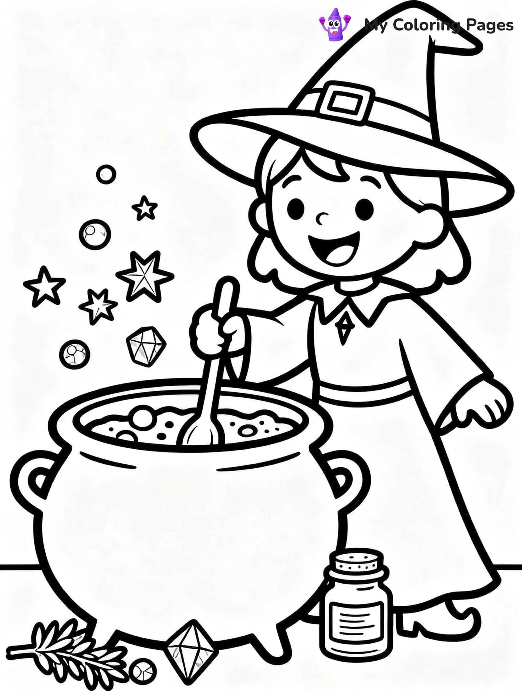 Cute Witch Coloring Pages - 19