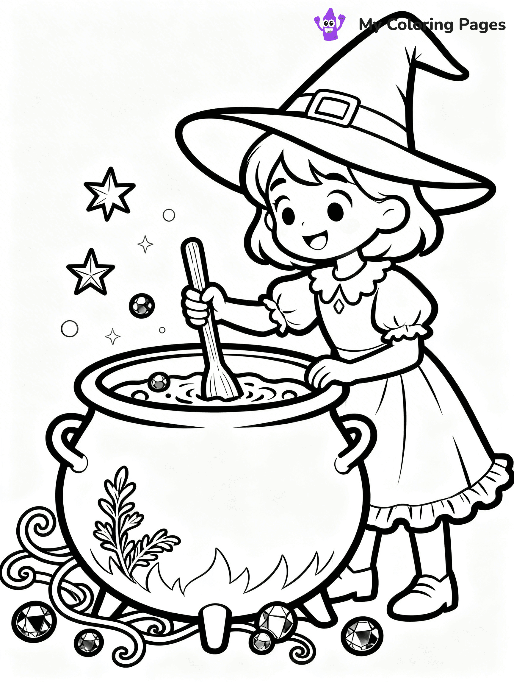 Cute Witch Coloring Pages - 19