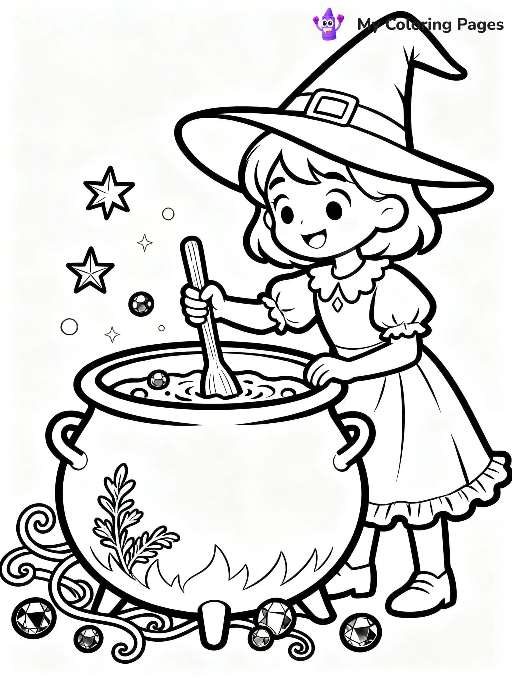 Cute Witch Coloring Pages - 18
