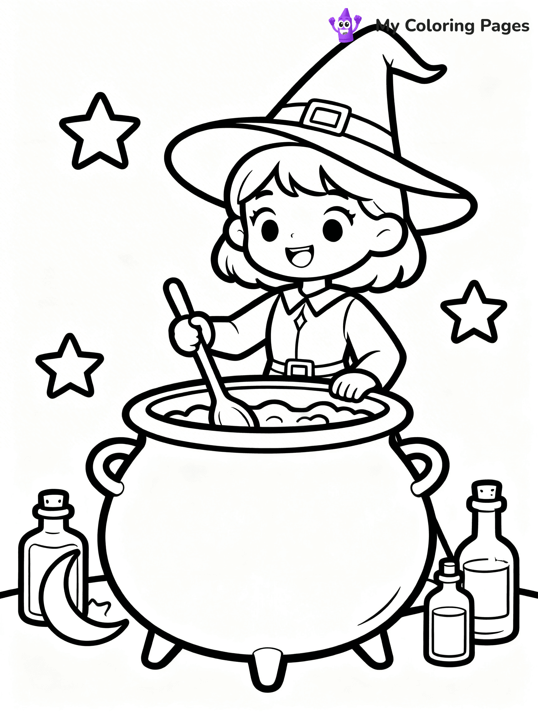 Cute Witch Coloring Pages - 18