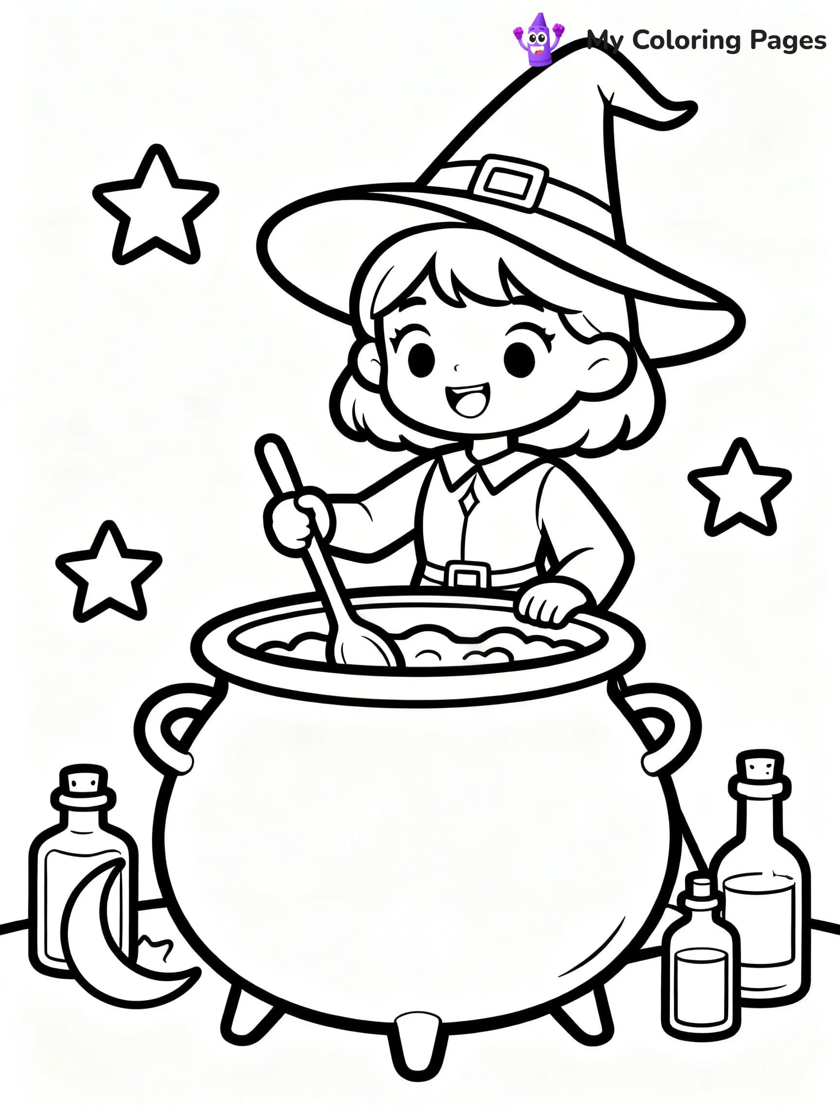 Cute Witch Coloring Pages - 17