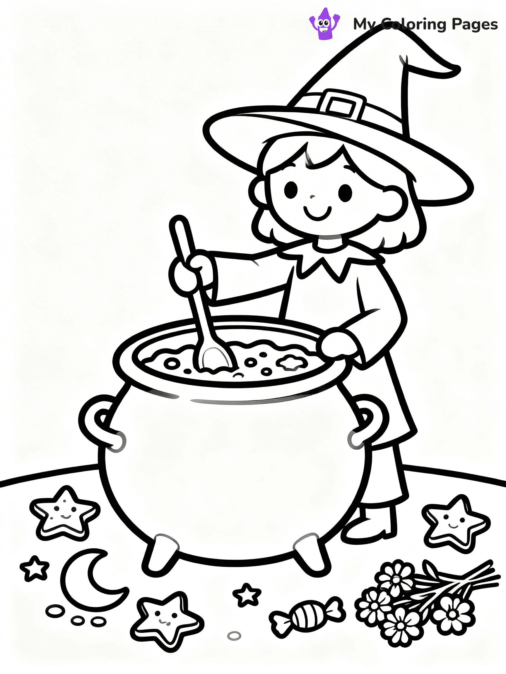 Cute Witch Coloring Pages - 16