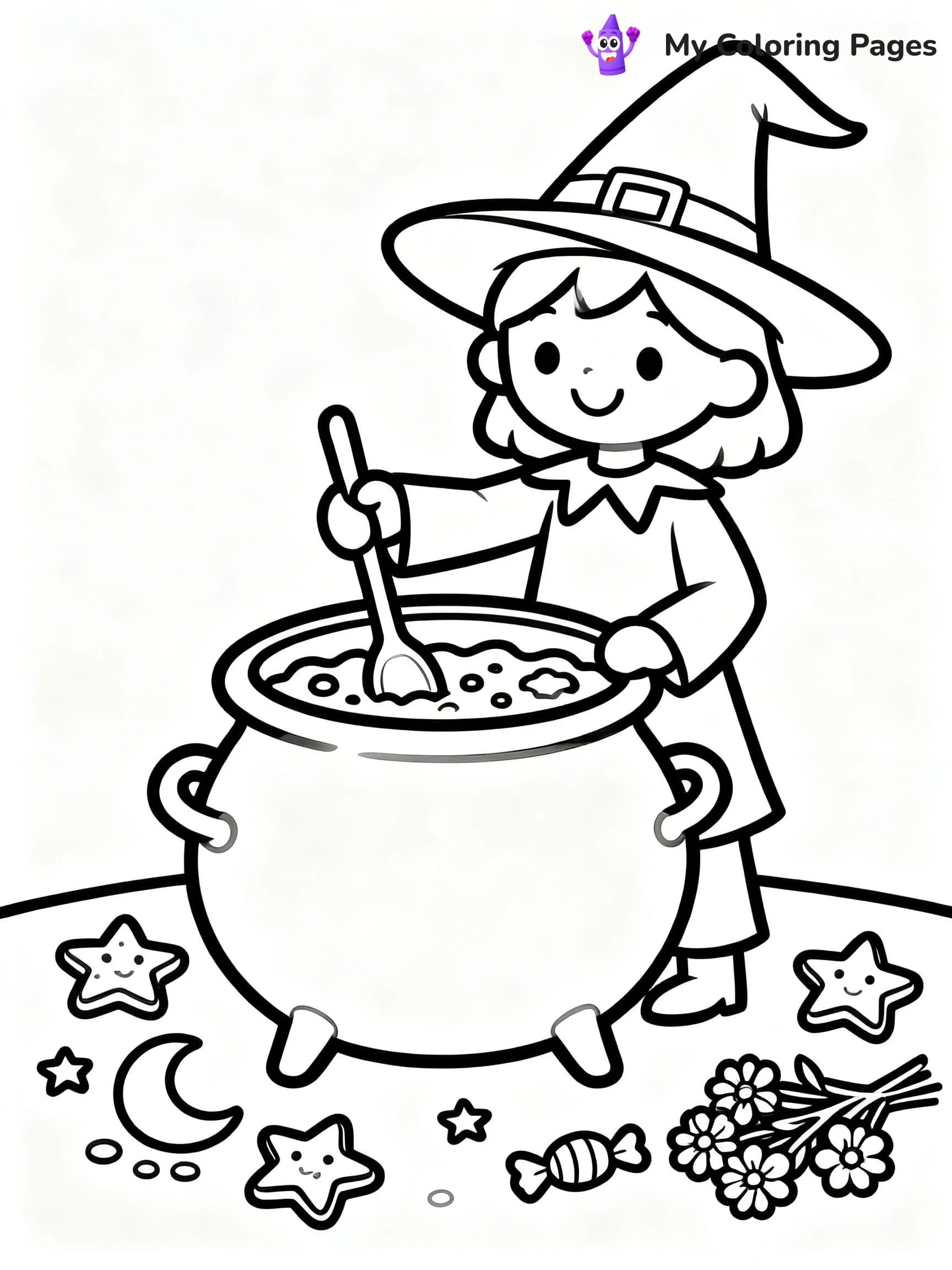 Cute Witch Coloring Pages - 15