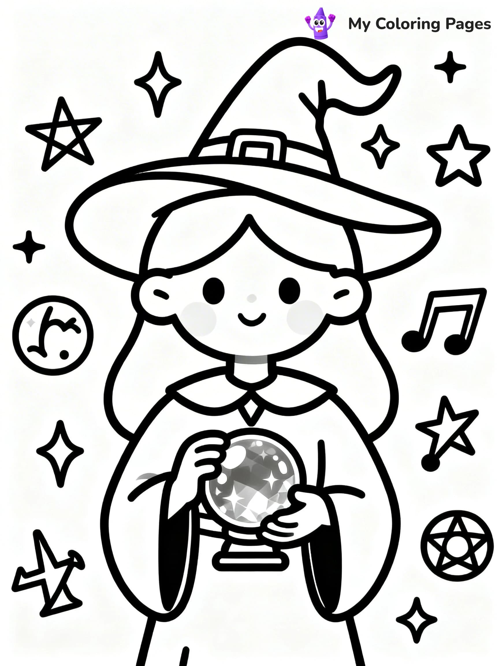 Cute Witch Coloring Pages - 12