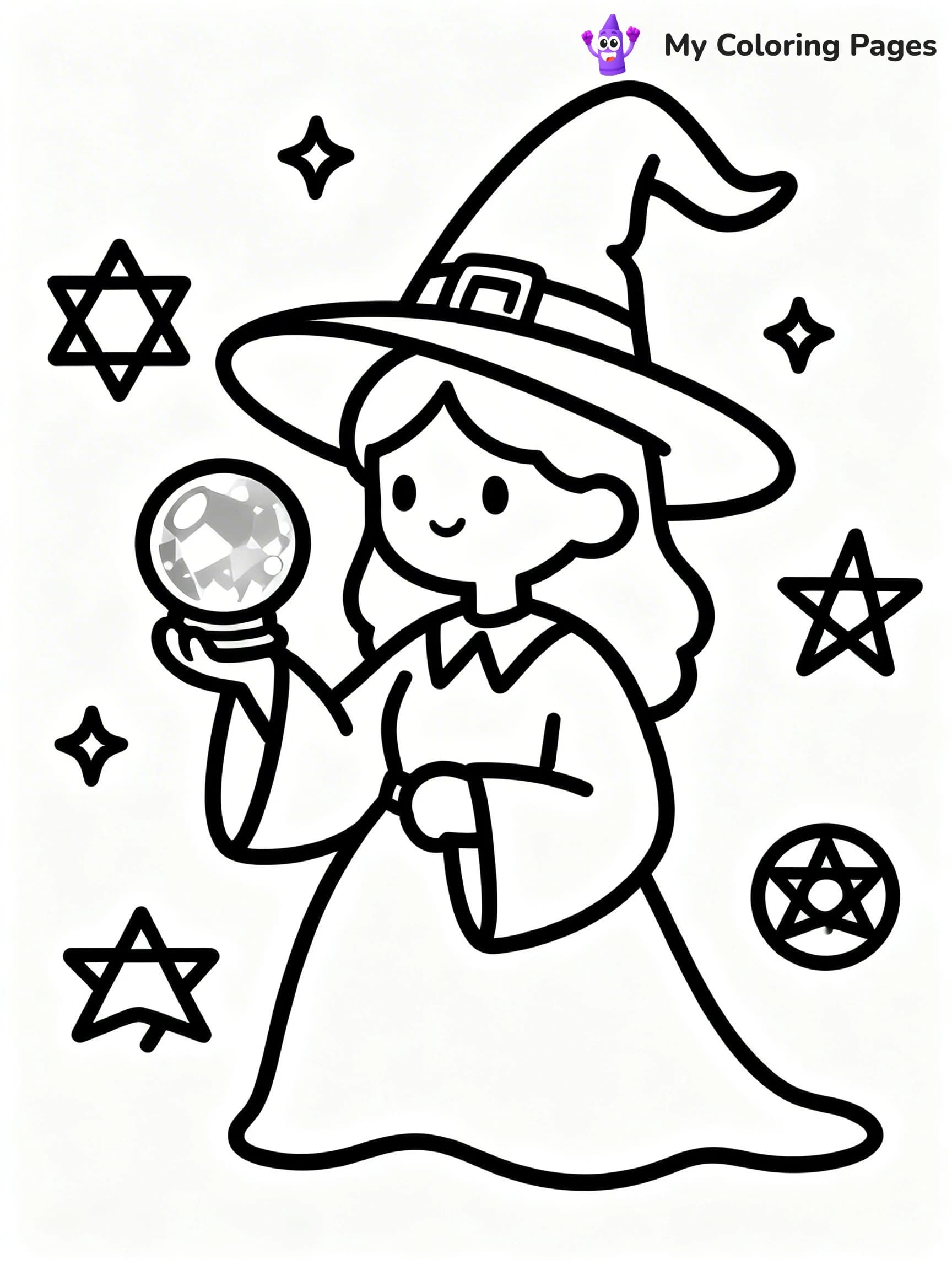 Cute Witch Coloring Pages - 11