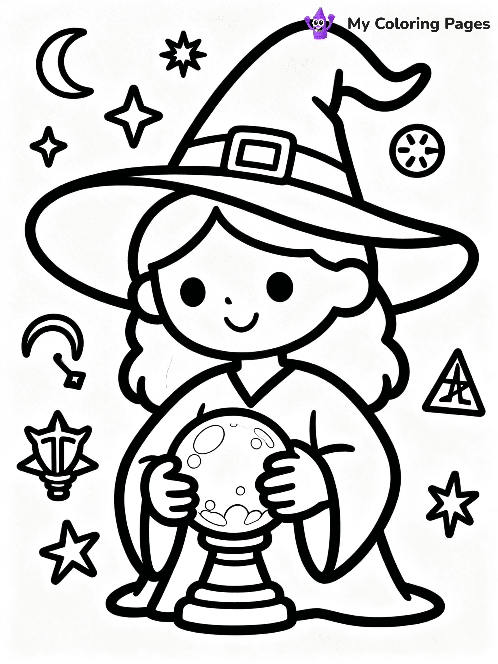 Cute Witch Coloring Pages - 11