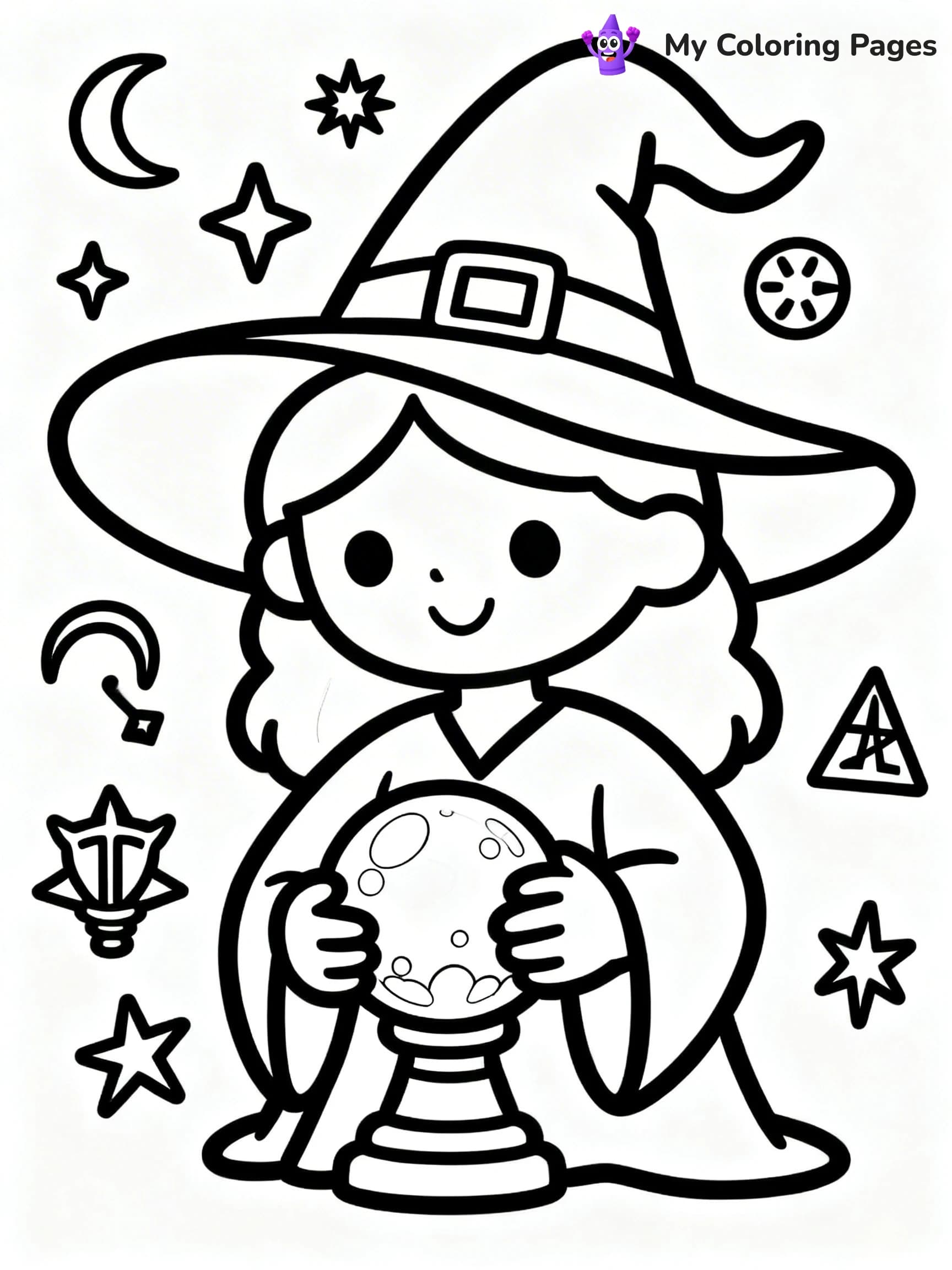 Cute Witch Coloring Pages - 10
