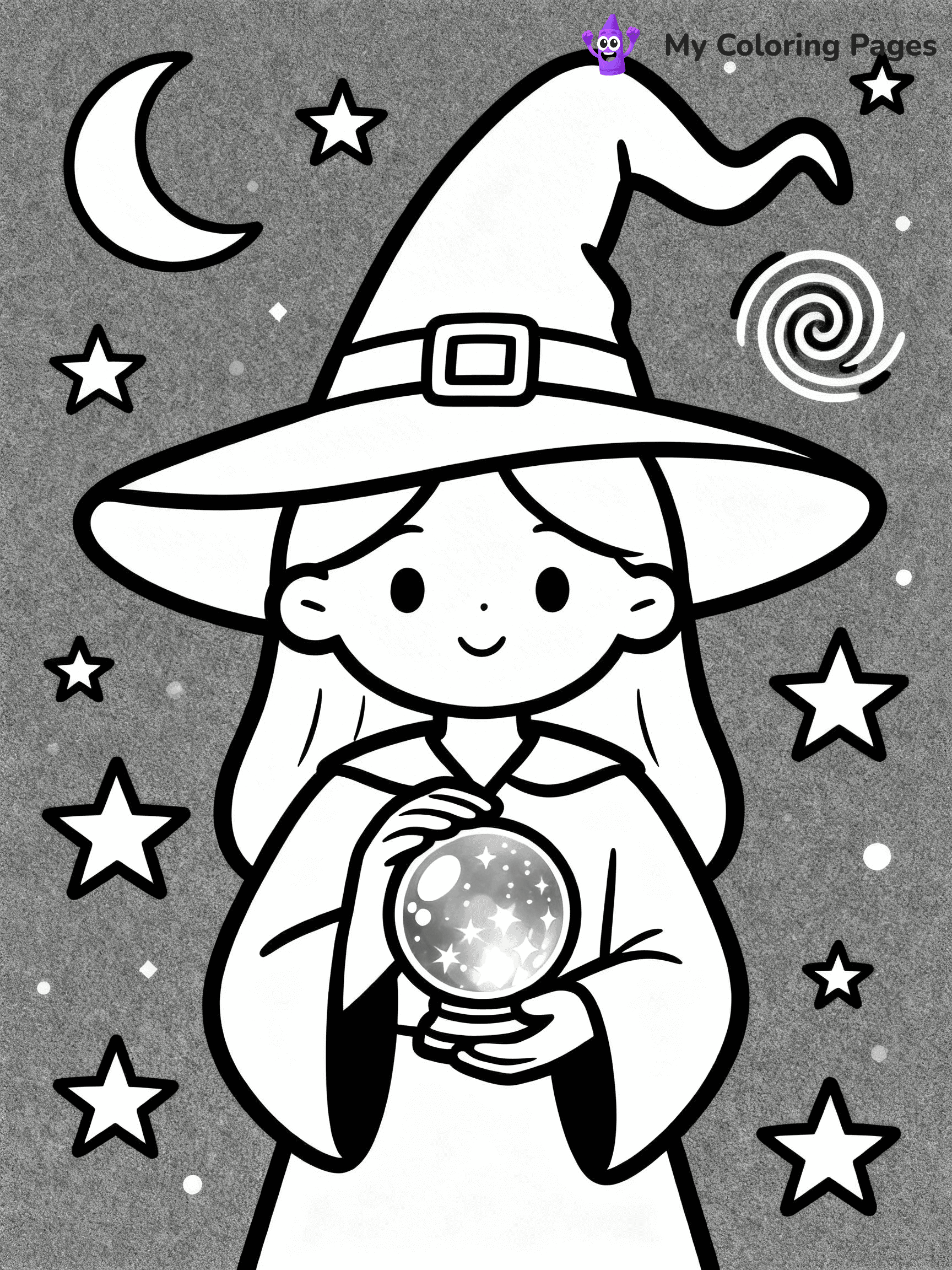 Cute Witch Coloring Pages - 9
