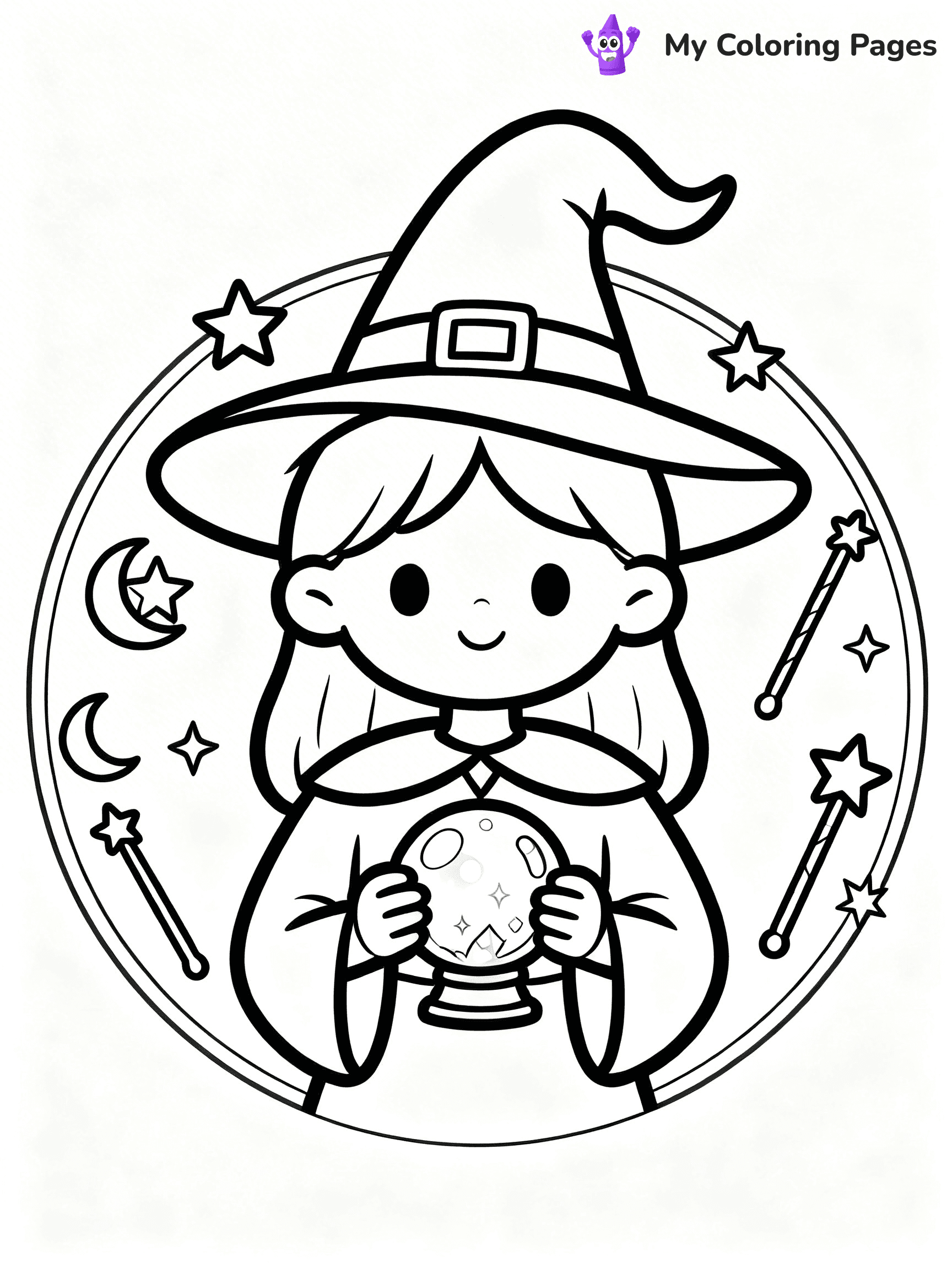 Cute Witch Coloring Pages - 8