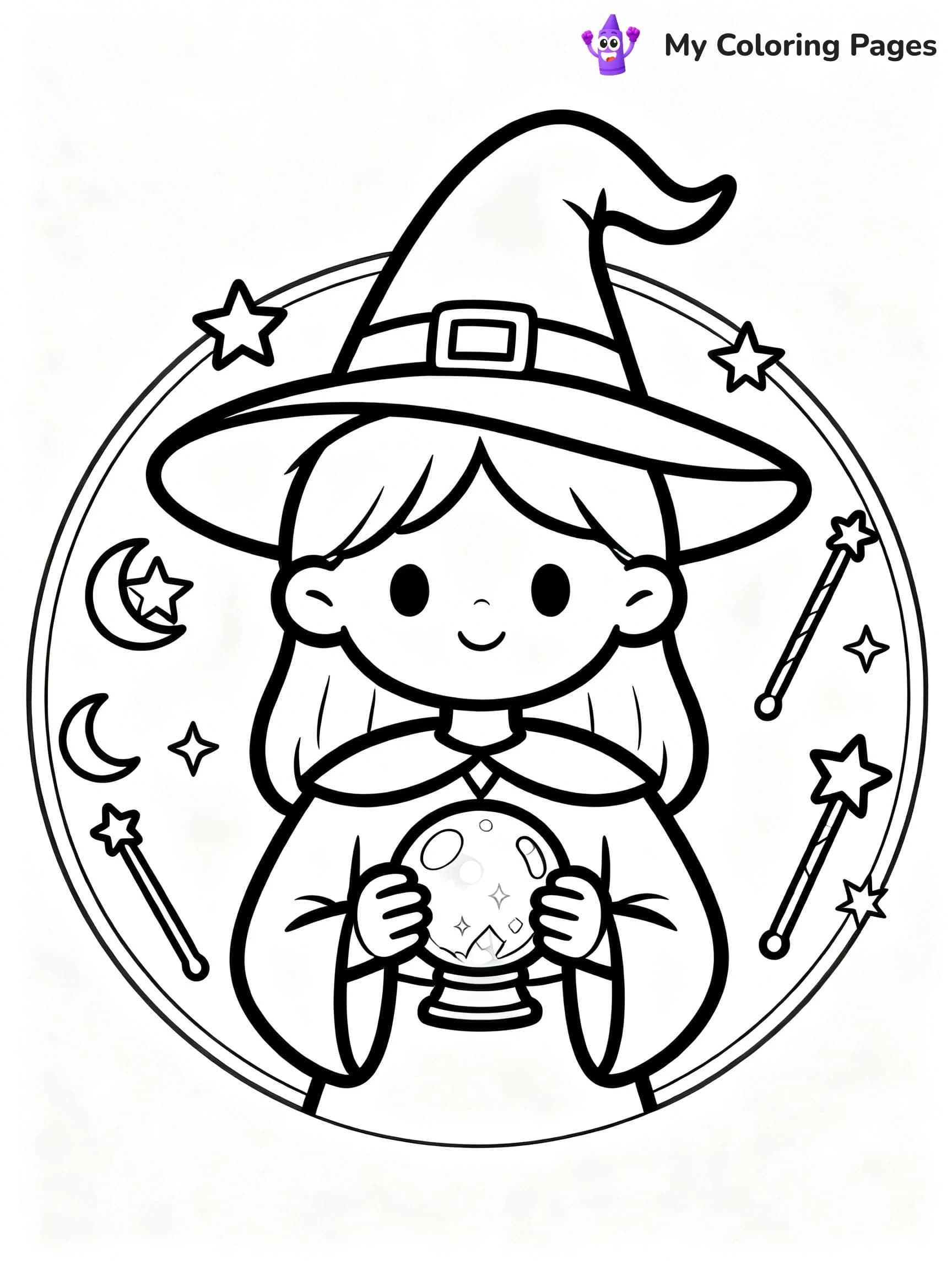 Cute Witch Coloring Pages - 7