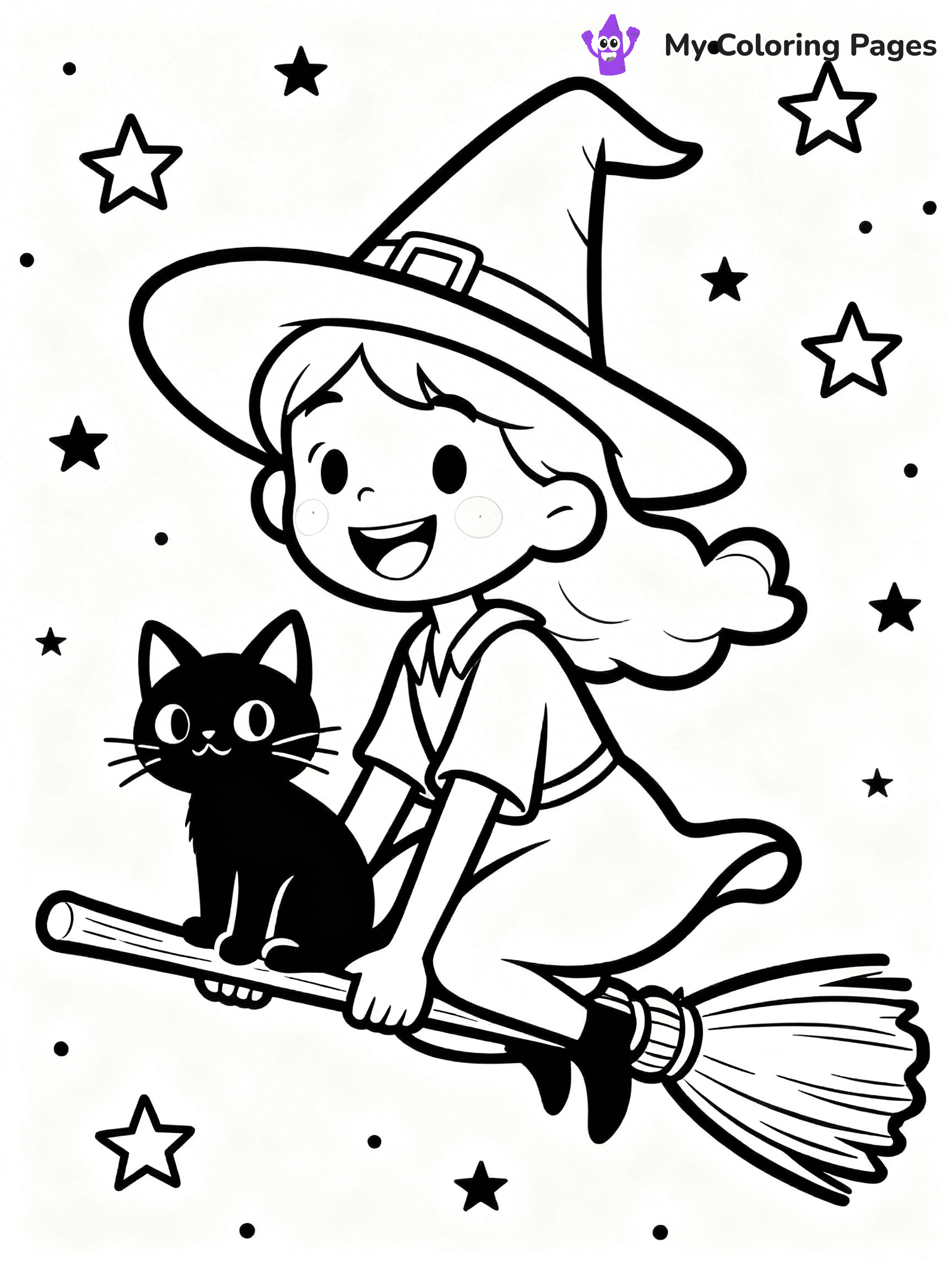 Cute Witch Coloring Pages - 7