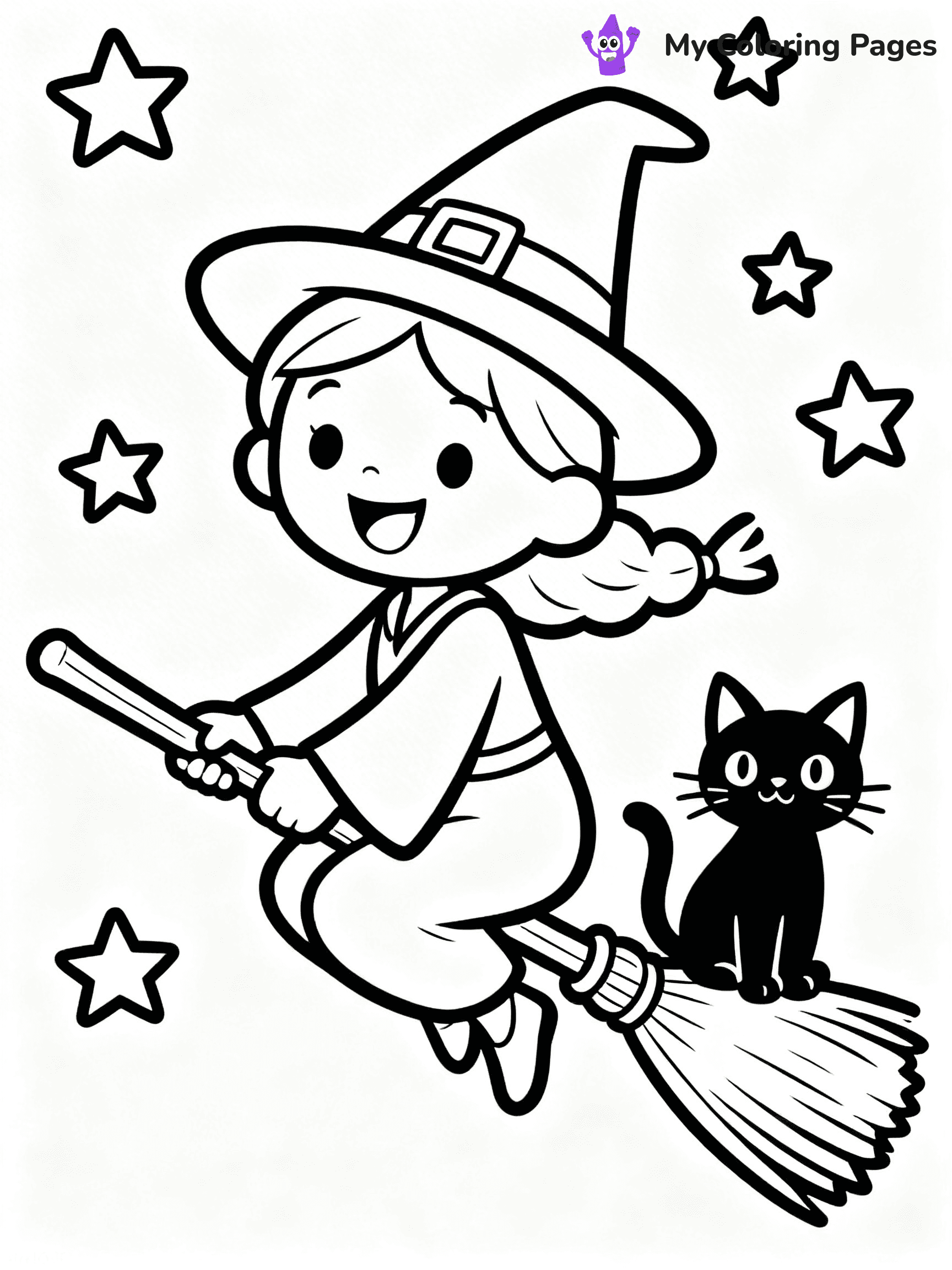 Cute Witch Coloring Pages - 6