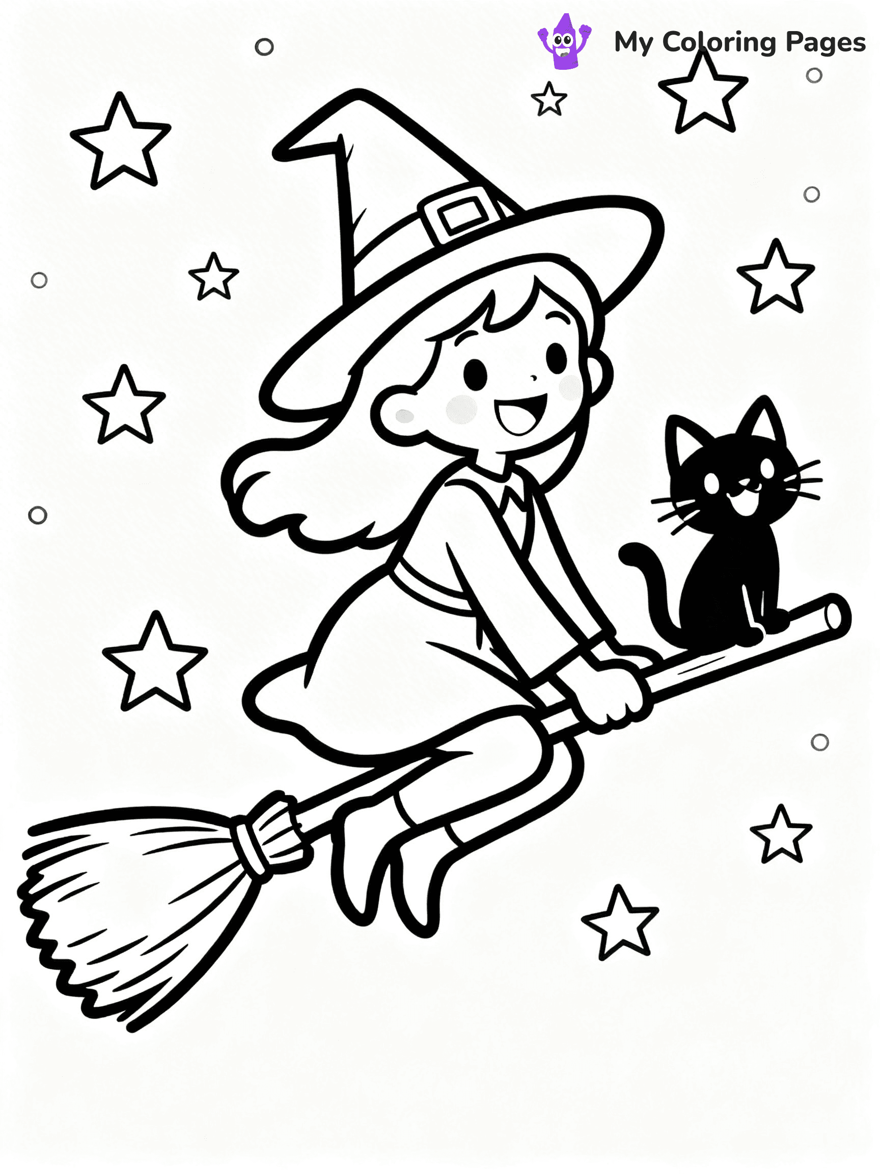 Cute Witch Coloring Pages - 3