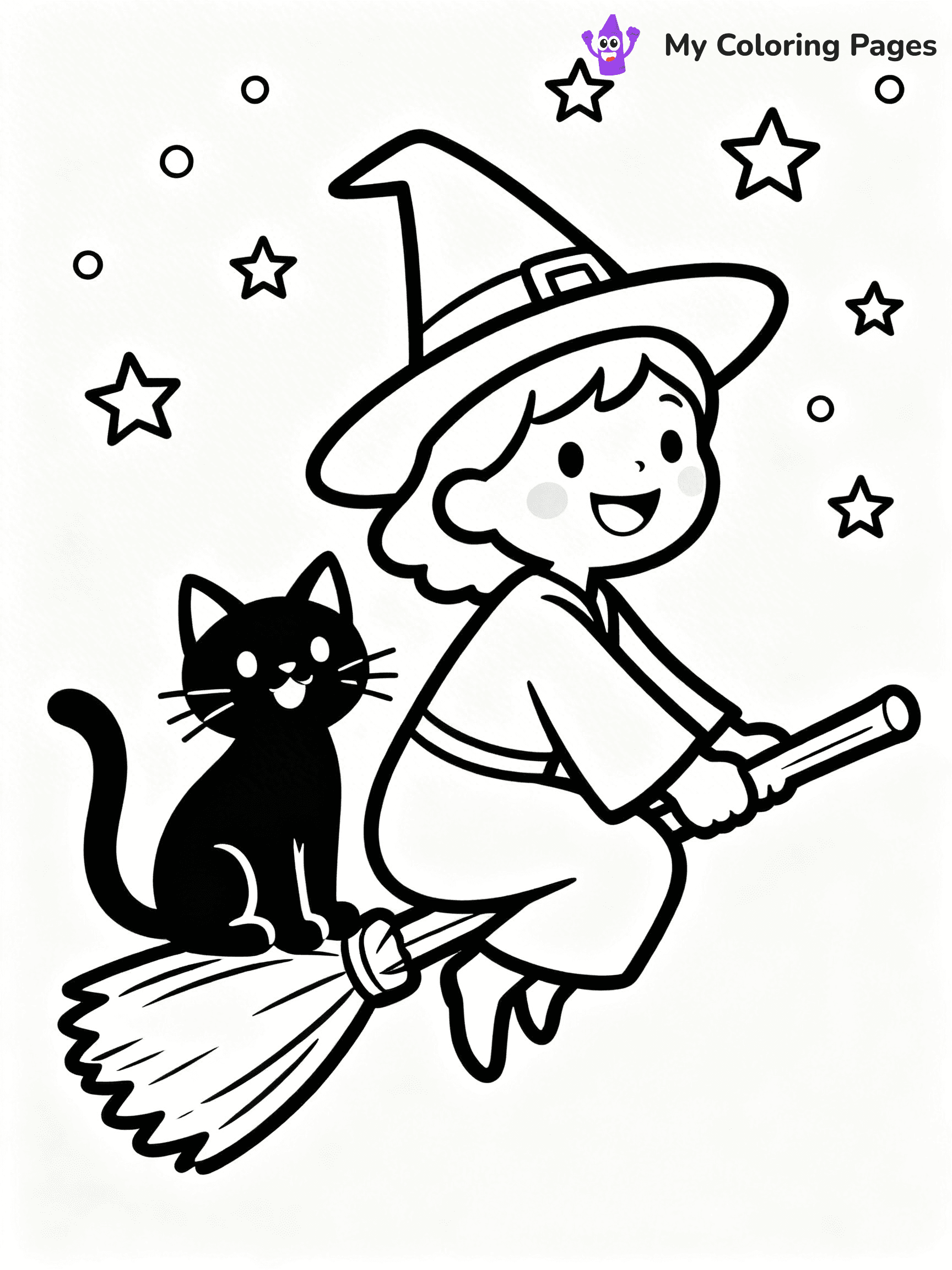 Cute Witch Coloring Pages - 2