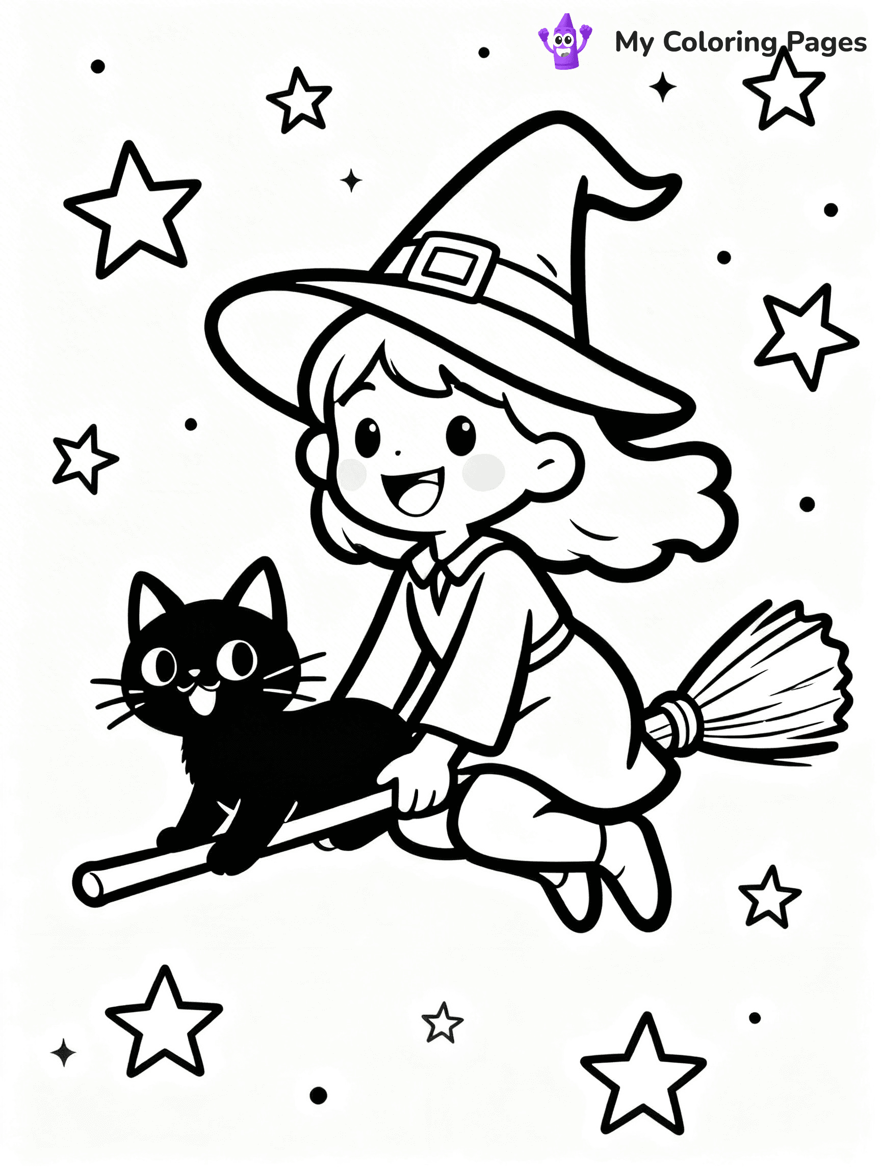 Cute Witch Coloring Pages - 1